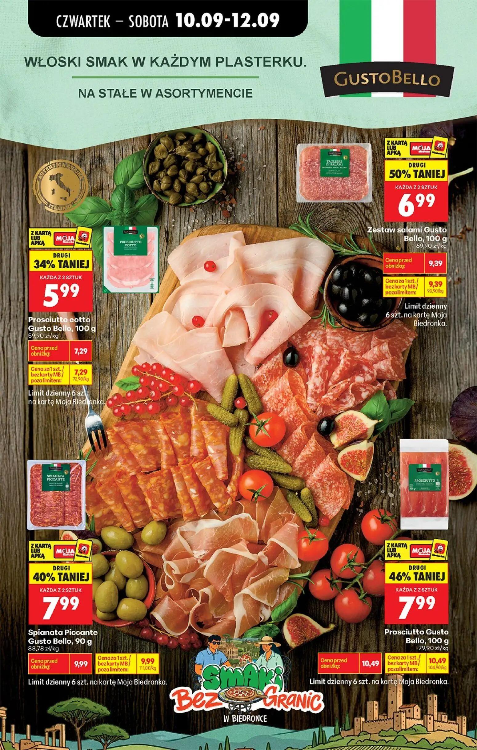Biedronka gazetka, strona 64 z 95 — Prosciutto Gusto Bello, Zestaw salami Gusto Bello, Spianata Piccante Gusto Bello