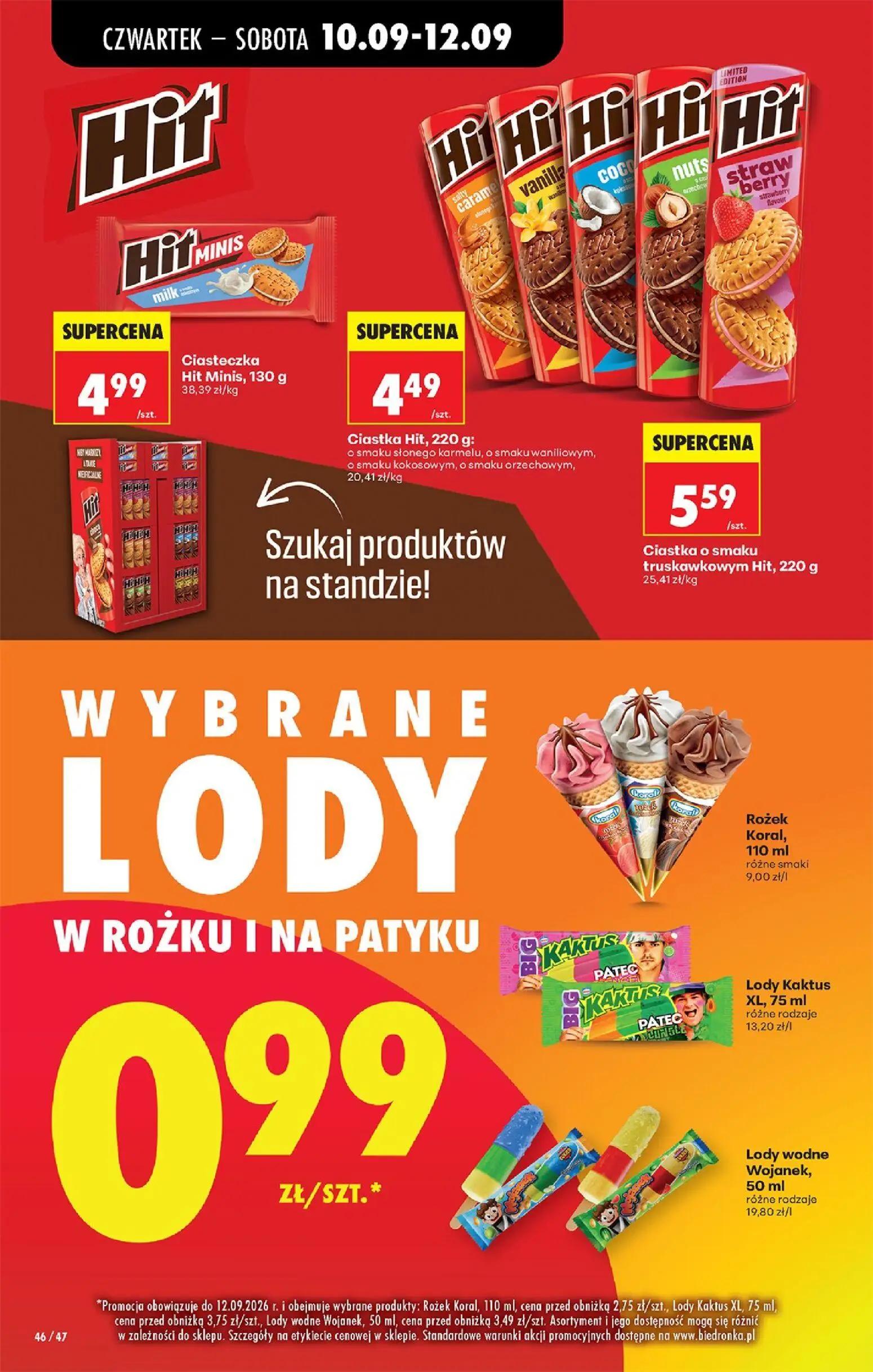 Biedronka gazetka, strona 70 z 95 — Lody Kaktus XL, Lody wodne Wojanek, Rożek Koral