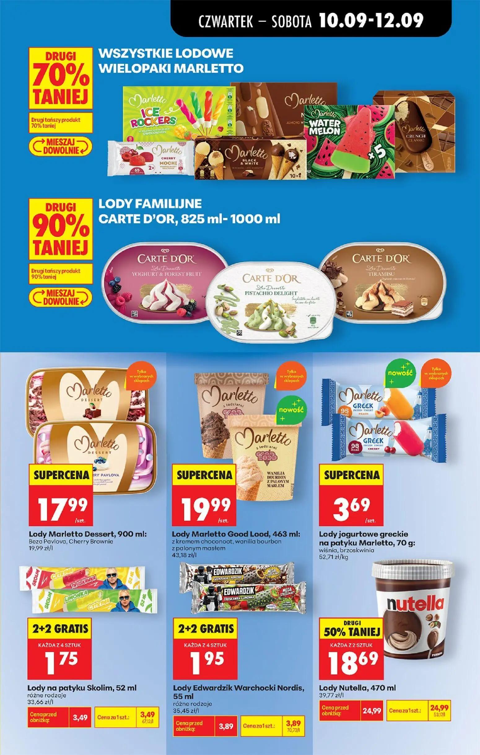 Biedronka gazetka, strona 71 z 95 — Lody Nutella, Lody Edwardzik Warchocki Nordis, Lody na patyku Skolim