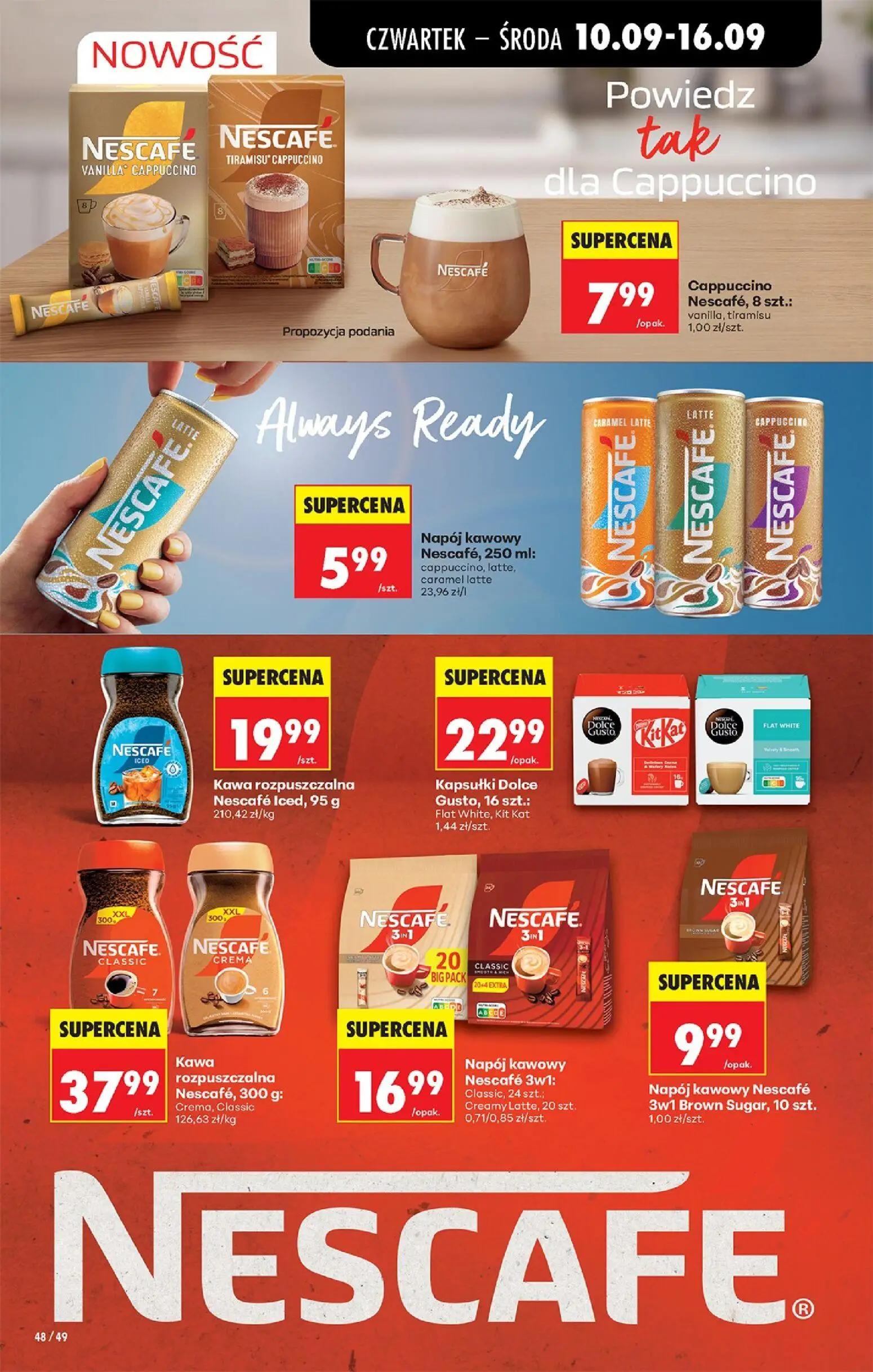Biedronka gazetka, strona 74 z 95 — Cappuccino Nescafé, Napój kawowy Nescafé, Kawa rozpuszczalna Nescafé Iced