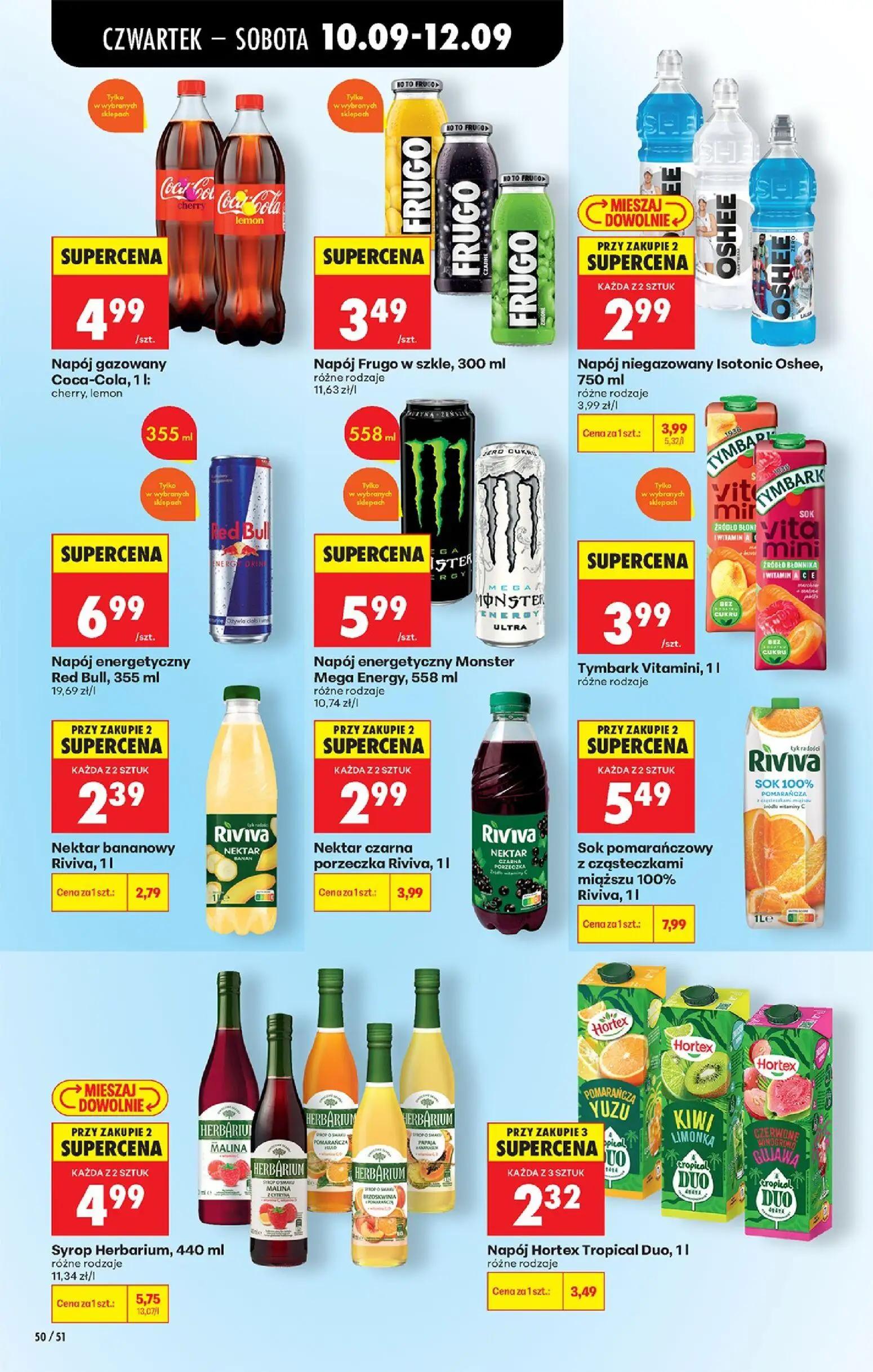 Biedronka gazetka, strona 78 z 95 — Sok pomarańczowy z cząsteczkami miąższu 100% Riviva, Napój Hortex Tropical Duo, Napój ni…