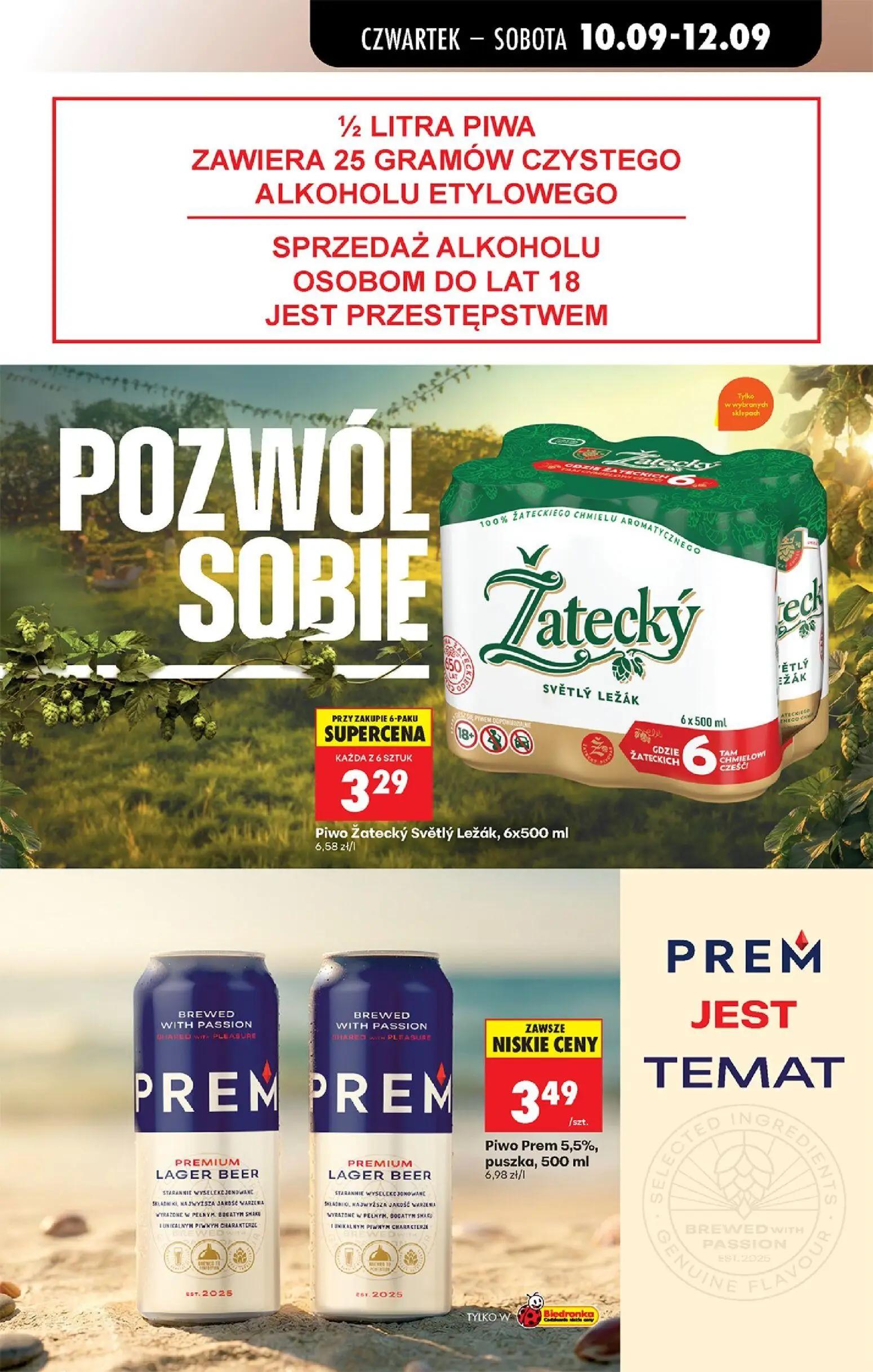 Biedronka gazetka, strona 81 z 95 — Piwo Žatecký Světlý Ležák, Piwo Prem 5,5%, puszka