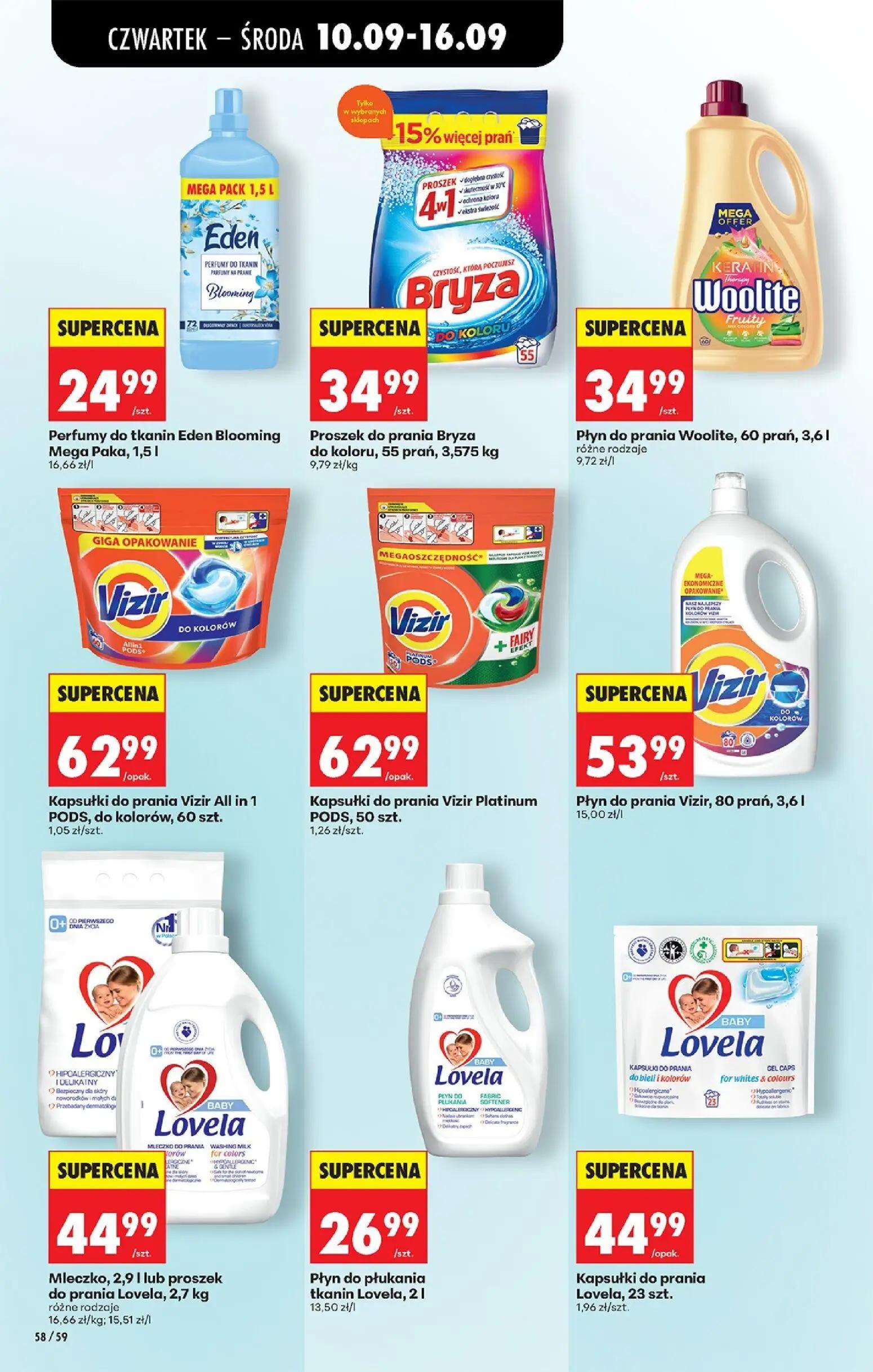Biedronka gazetka, strona 86 z 95 — Perfumy do tkanin Eden Blooming Mega Paka, Proszek do prania Bryza do koloru, 55 prań, P…