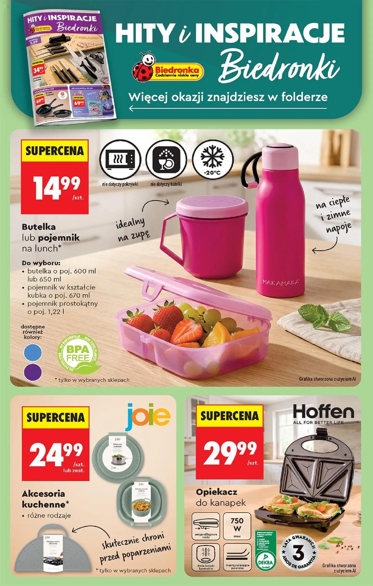 Biedronka gazetka, strona 90 z 95 — Butelka lub pojemnik na lunch, Akcesoria kuchenne, Opiekacz do kanapek
