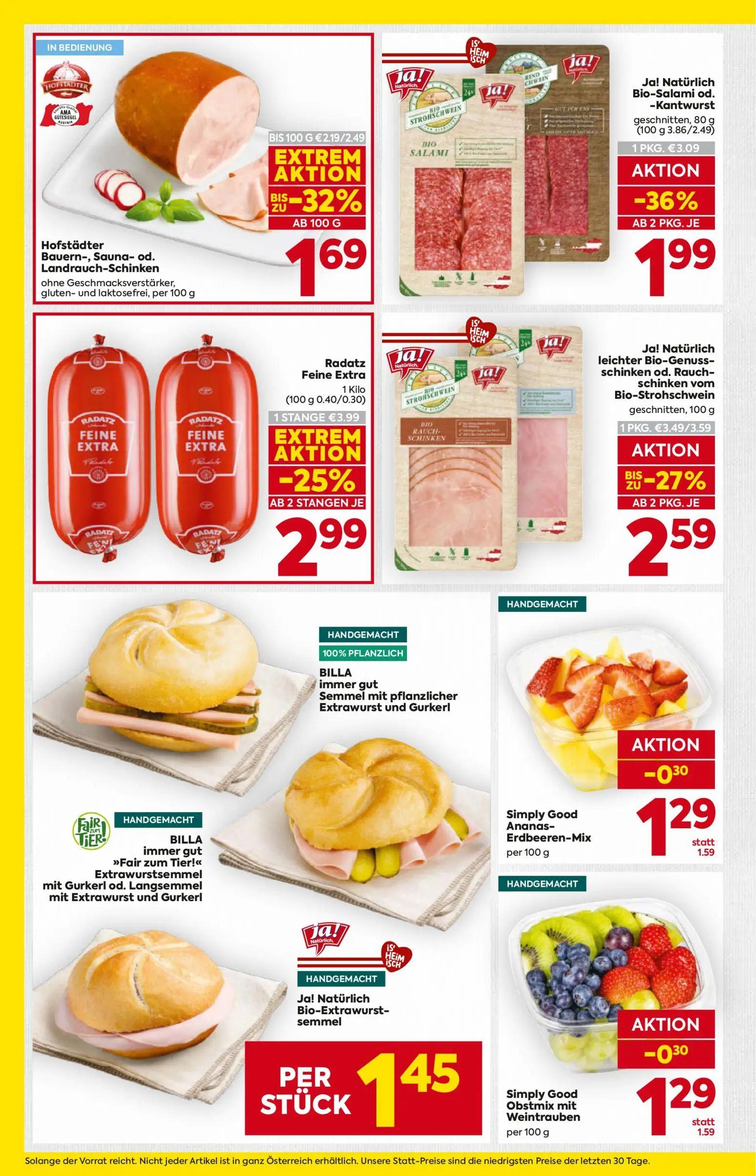 Billa Prospekt, Seite 8 von 16 — Simply Good Ananas-Erdbeeren-Mix, Simply Good Obstmix mit Weintrauben