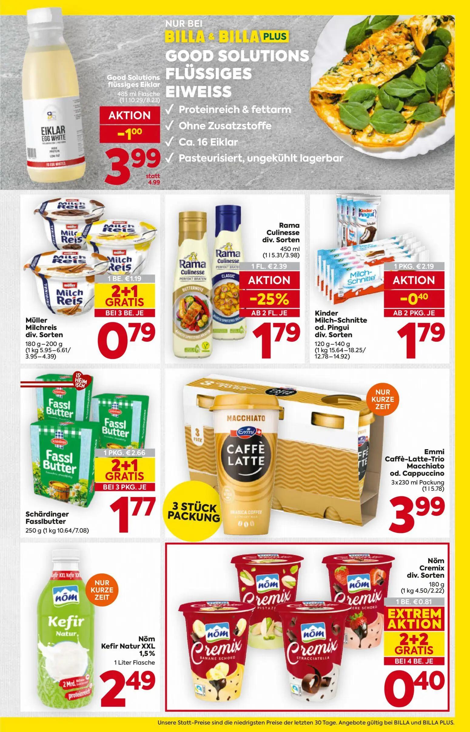 Billa Prospekt, Seite 11 von 16 — Schärdinger Fasslbutter, Nöm Cremix div. Sorten, Müller Milchreis div. Sorten