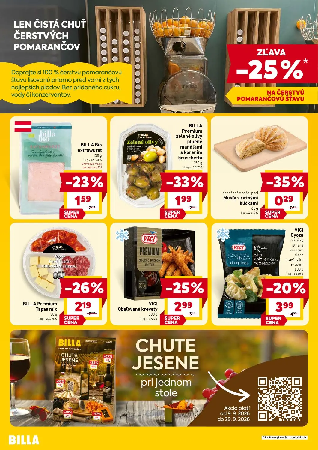 Billa leták, strana 2 z 4 — BILLA Premium zelené olivy plnené mandľami s korením bruschetta, VICI Obaľované krevety, VICI Gy…