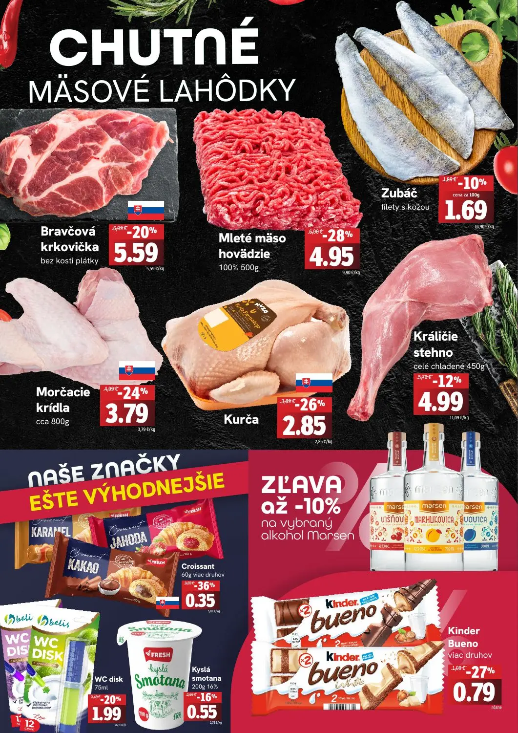 Fresh leták, strana 2 z 4 — Bravčová krkovička bez kosti plátky, Morčacie krídla, Kurča