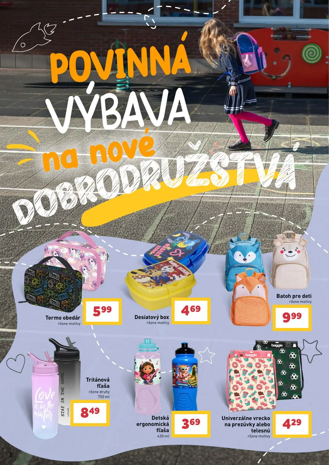 Billa leták, strana 2 z 13 — Termo obedár, Desiatový box, Batoh pre deti
