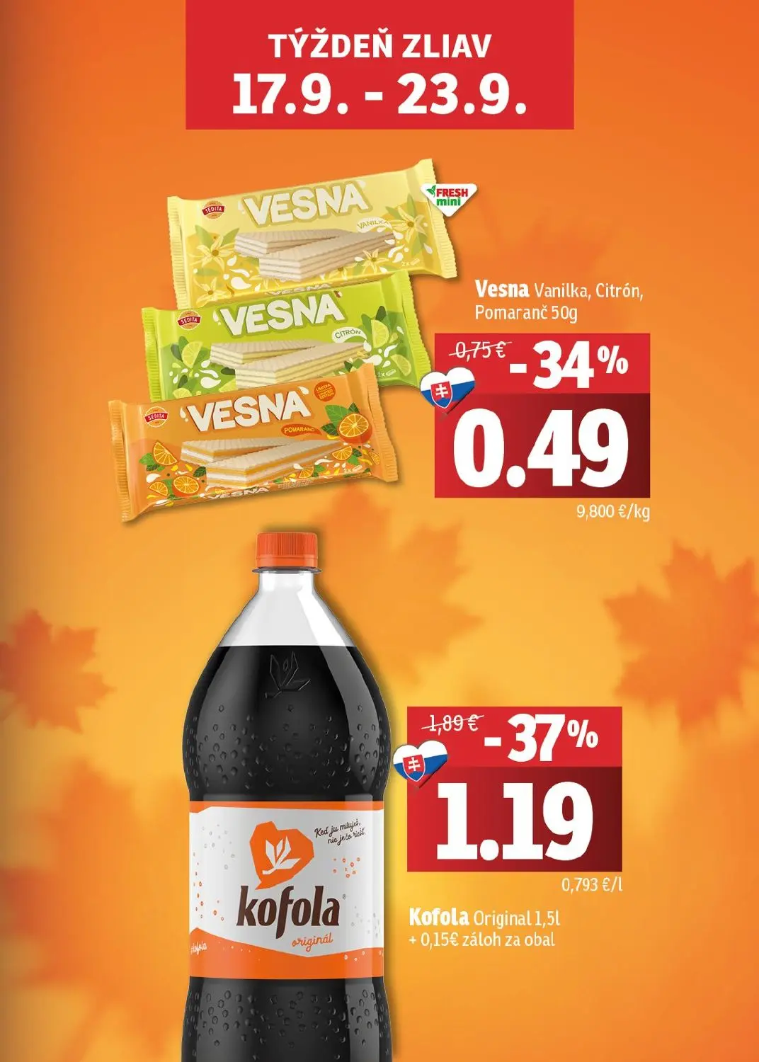 Fresh východ leták, strana 3 z 56 — Kofola Original, Vesna Vanilka, Citrón, Pomaranč