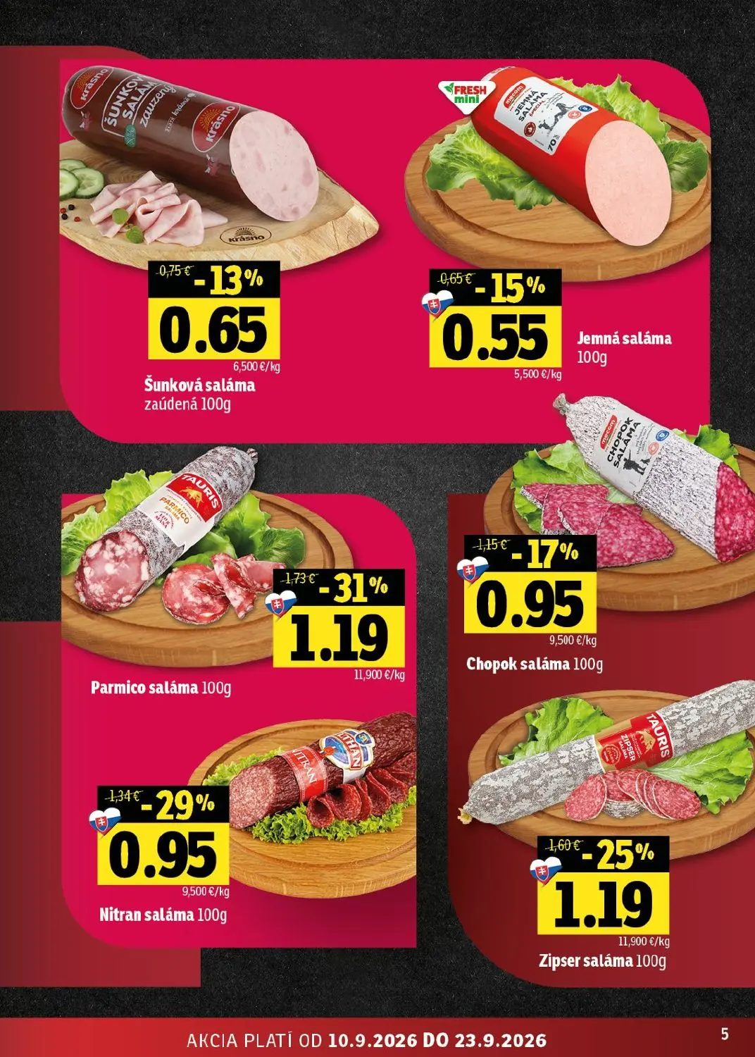 Fresh východ leták, strana 5 z 56 — Parmico saláma, Zipser saláma, Nitran saláma