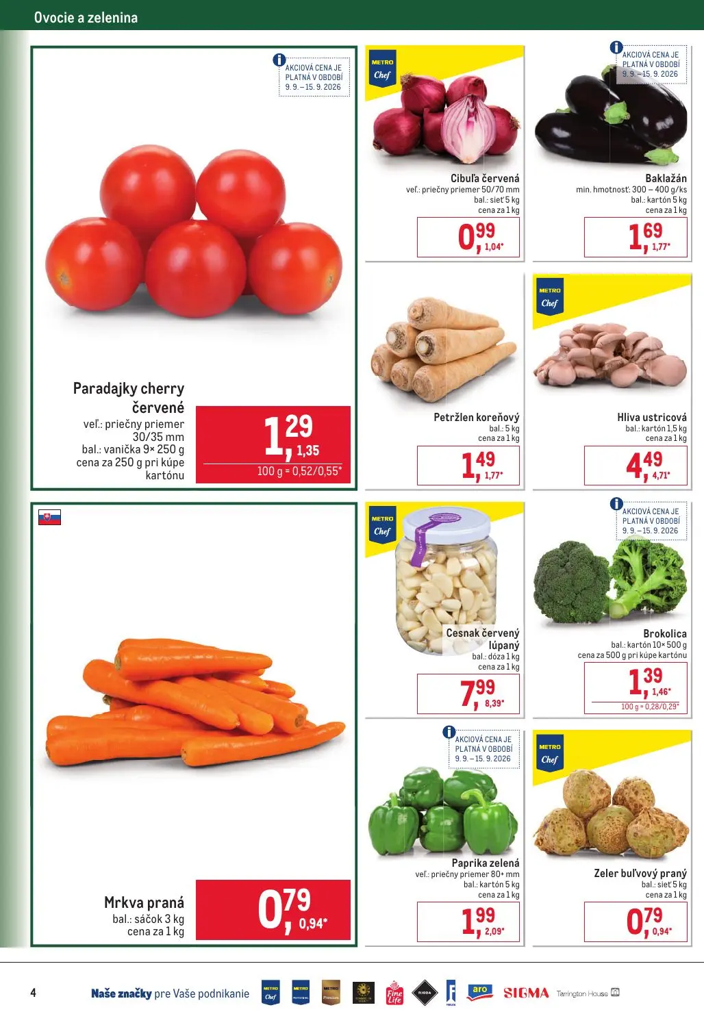 Metro leták, strana 4 z 32 — Paradajky cherry červené, Cibuľa červená, Baklažán