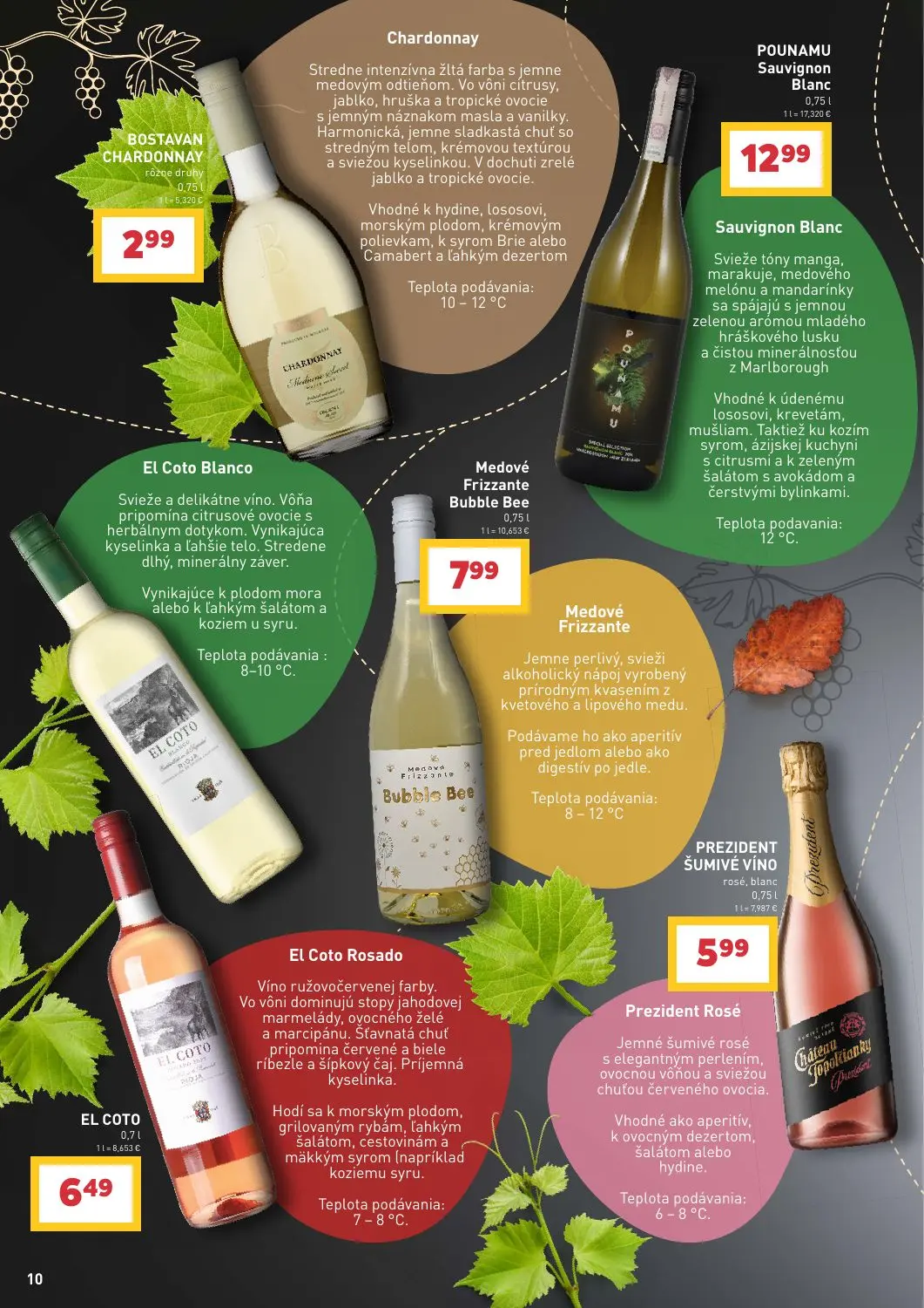Billa leták, strana 10 z 16 — Chardonnay, Sauvignon Blanc, El Coto Blanco