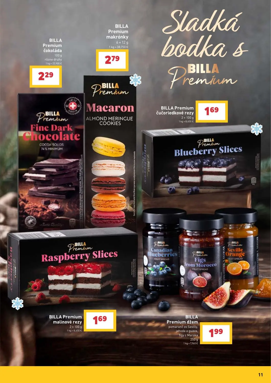 Billa leták, strana 11 z 31 — BILLA Premium čokoláda, BILLA Premium makrónky, BILLA Premium čučoriedkové rezy