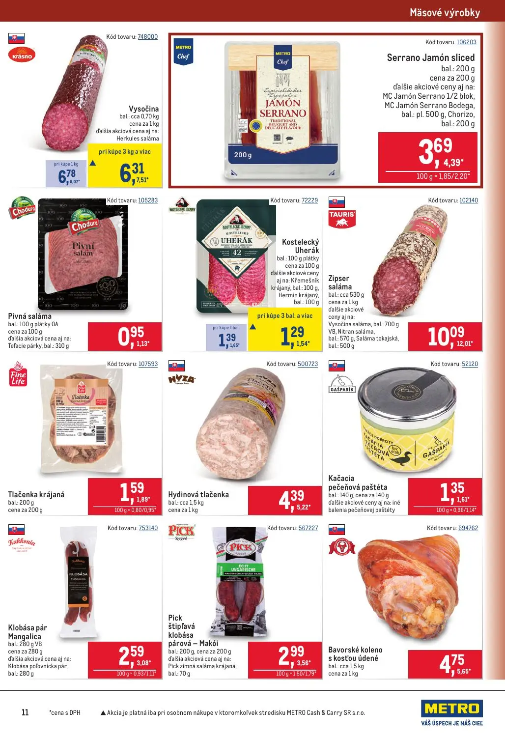 Metro leták, strana 11 z 40 — Vysočina, Kostelecký Uherák, Serrano Jamón sliced