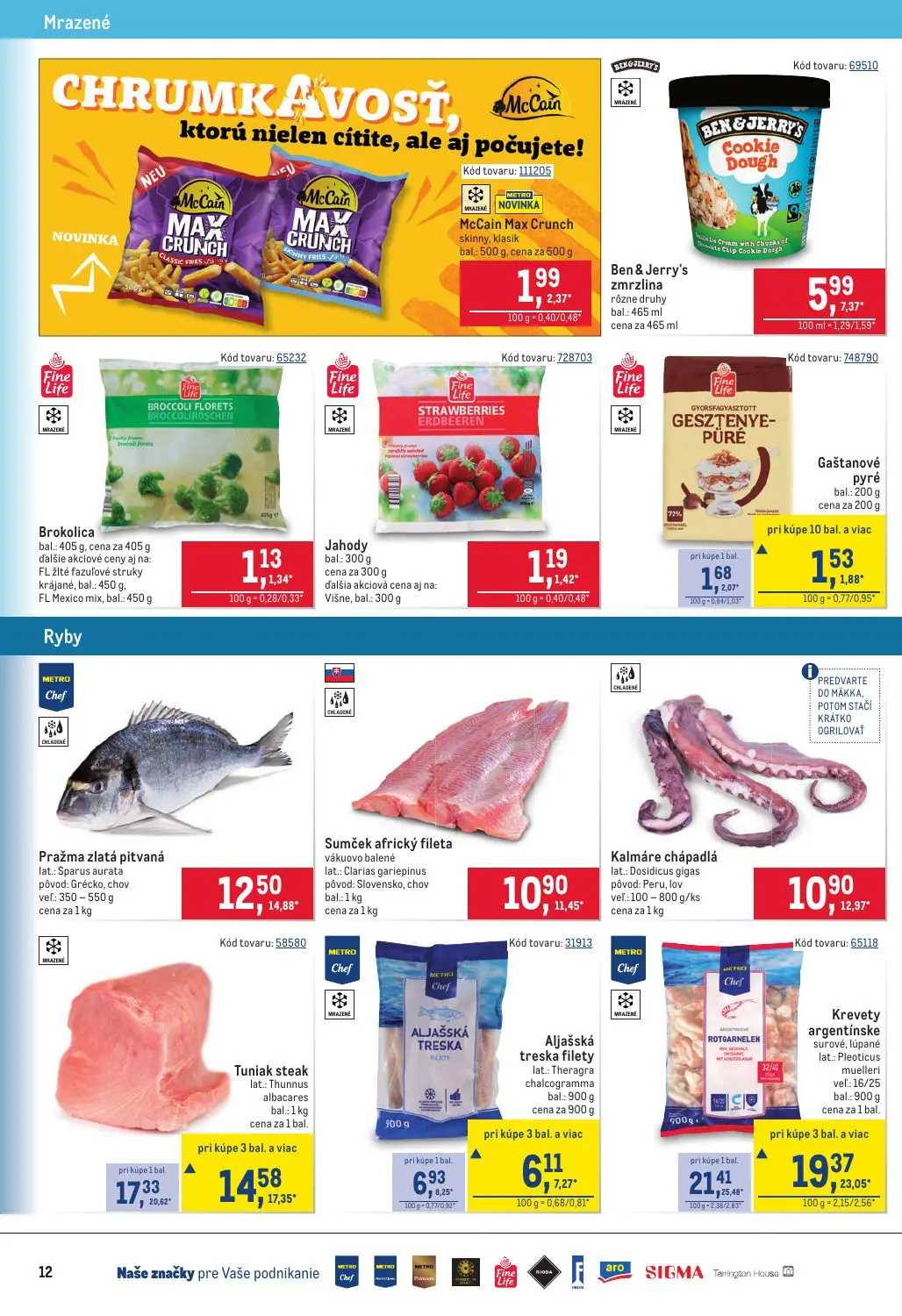 Metro leták, strana 12 z 40 — Tuniak steak, Krevety argentínske surové, lúpané, Aljašská treska filety