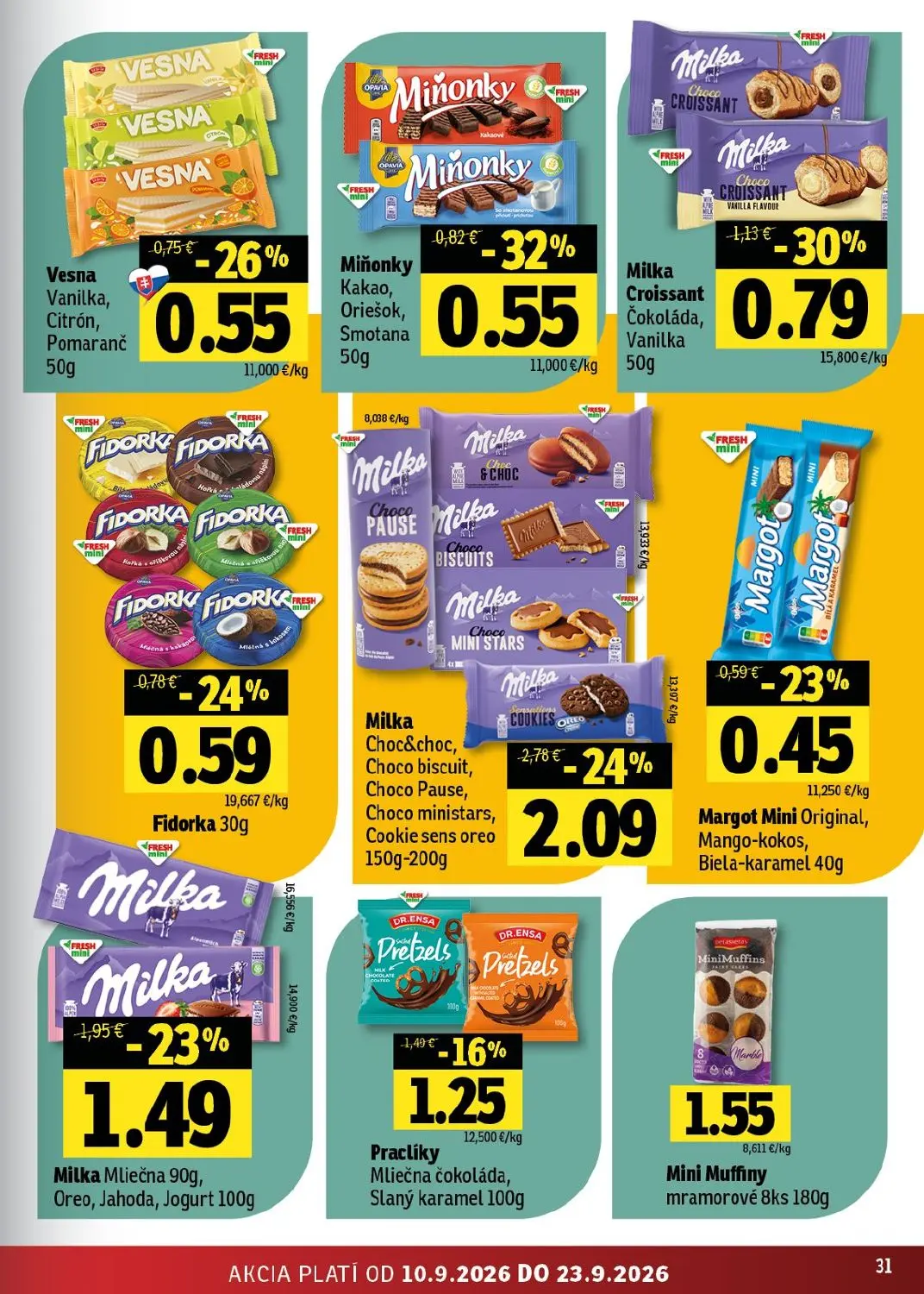 Fresh východ leták, strana 31 z 56 — Milka Choc&choc, Choco biscuit, Choco Pause, Choco ministars, Cookie sens oreo, Milka M…