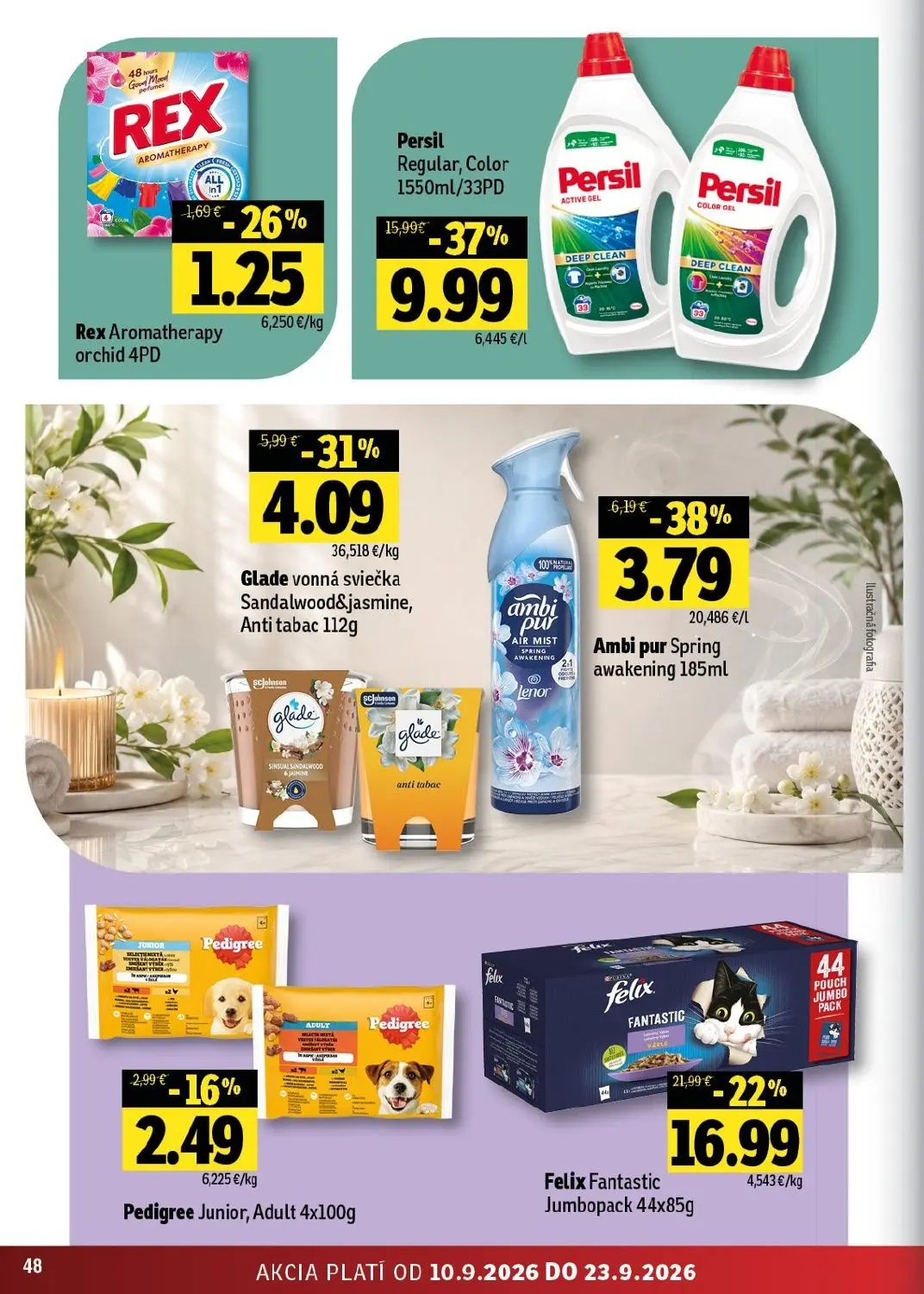 Fresh východ leták, strana 48 z 56 — Persil Regular, Color 1550ml/33PD, Felix Fantastic Jumbopack 44x85g, Ambi pur Spring aw…