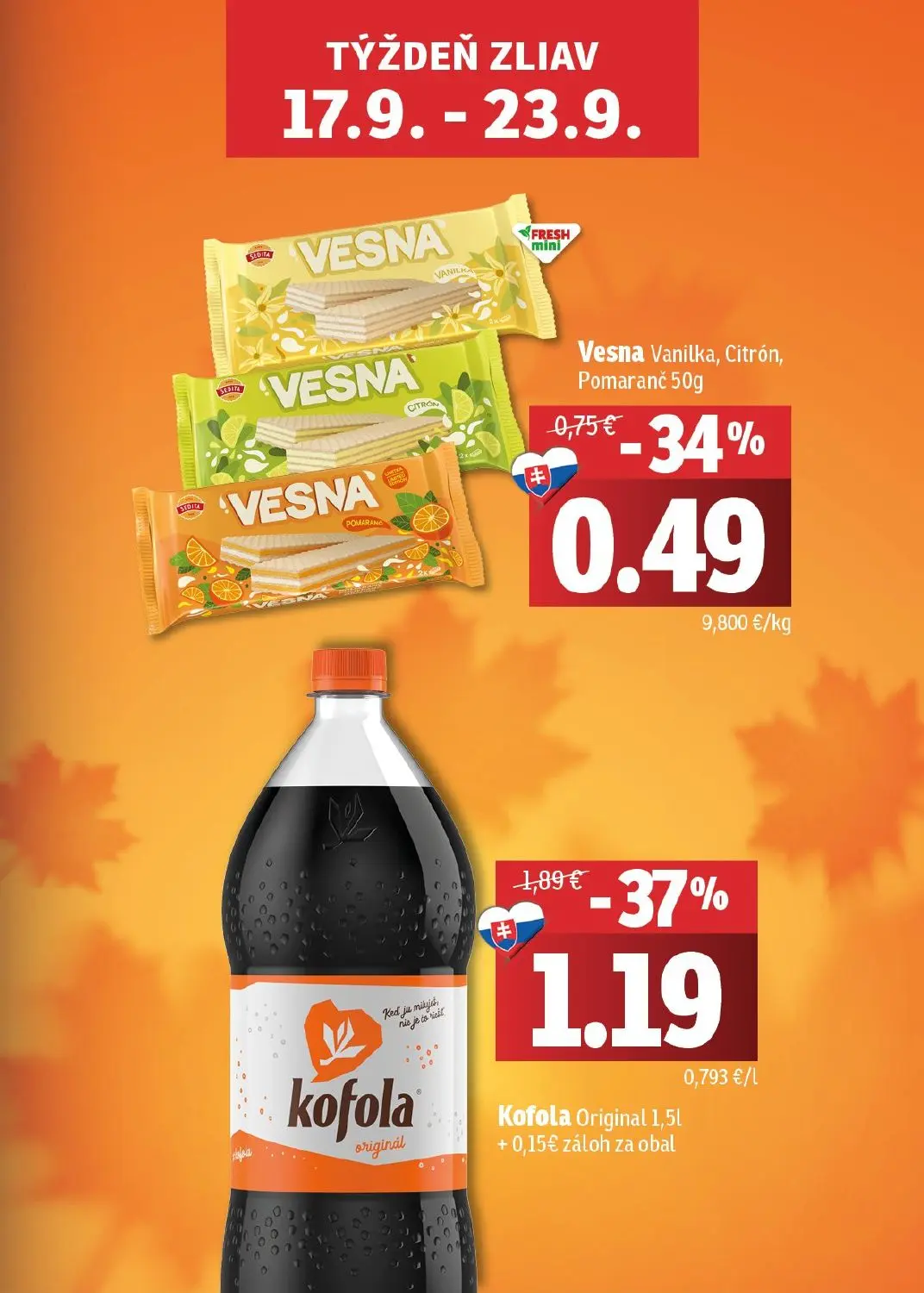 Fresh - západ leták, strana 3 z 50 — Kofola Original, Vesna Vanilka, Citrón, Pomaranč