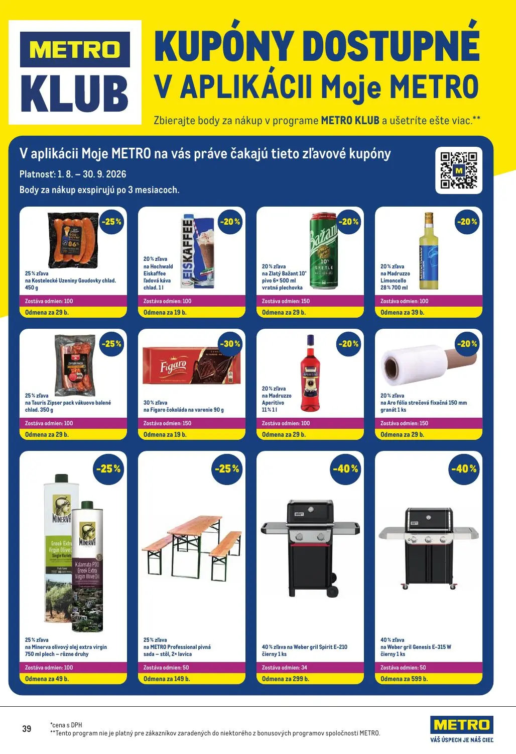 Metro leták, strana 39 z 40 — Weber gril Genesis E-315 W čierny, Weber gril Spirit E-210 čierny, METRO Professional pivná sa…