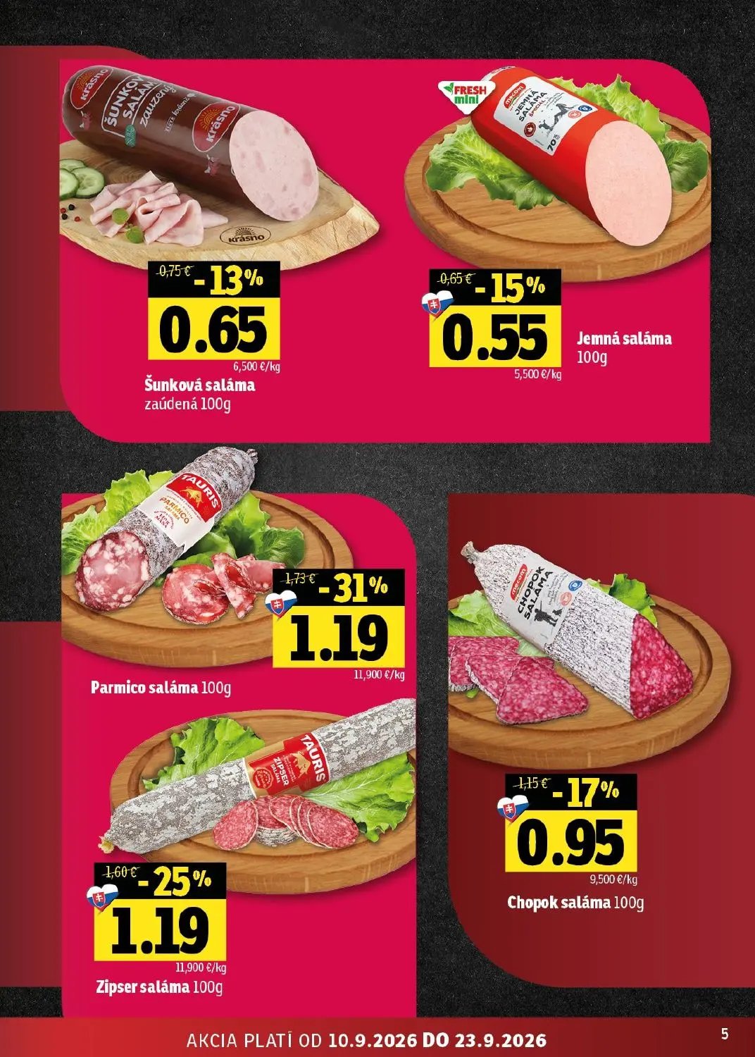 Fresh - západ leták, strana 5 z 50 — Parmico saláma, Zipser saláma, Chopok saláma
