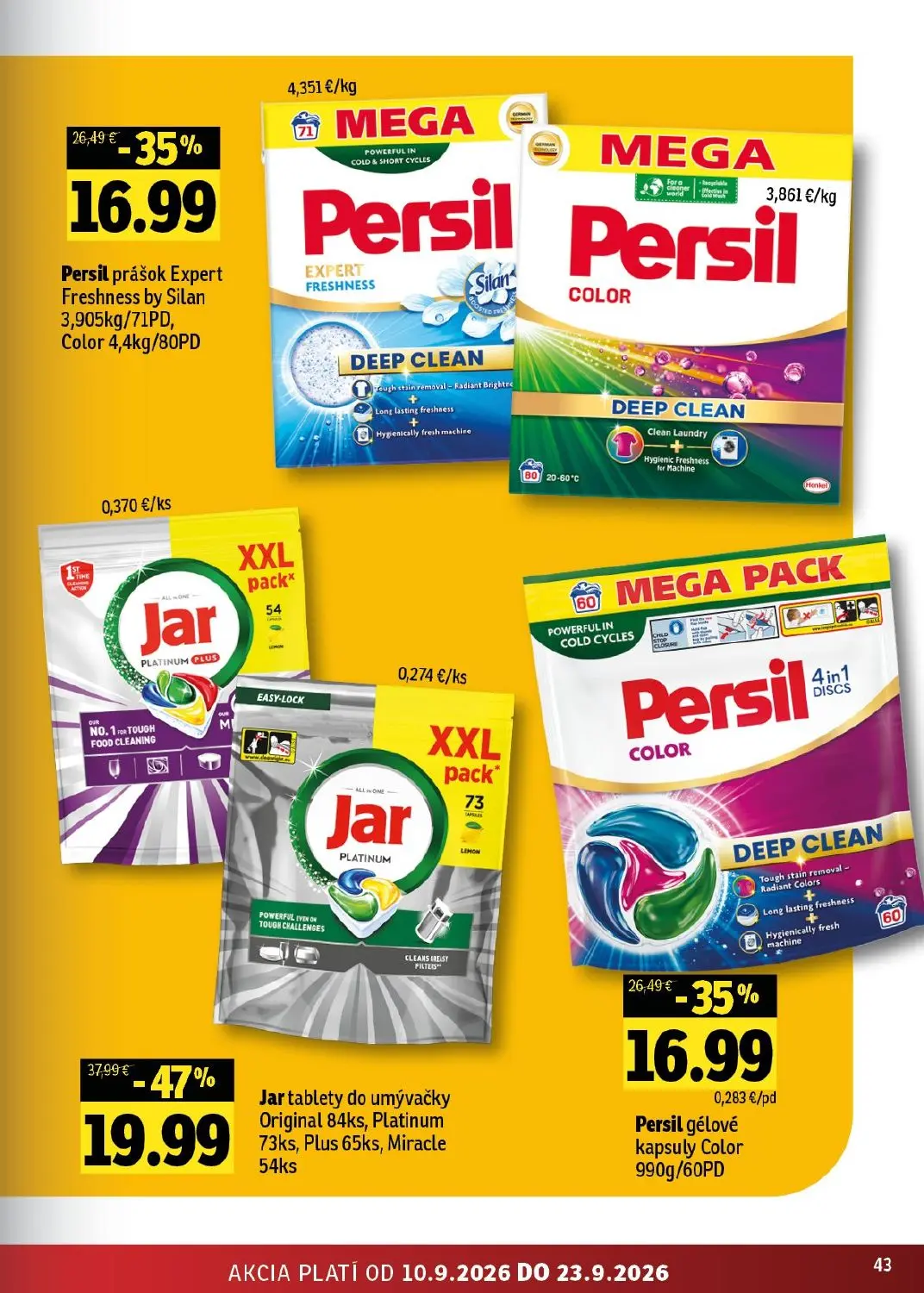 Fresh - západ leták, strana 43 z 50 — Jar tablety do umývačky Original 84ks, Platinum 73ks, Plus 65ks, Miracle 54ks, Persil …