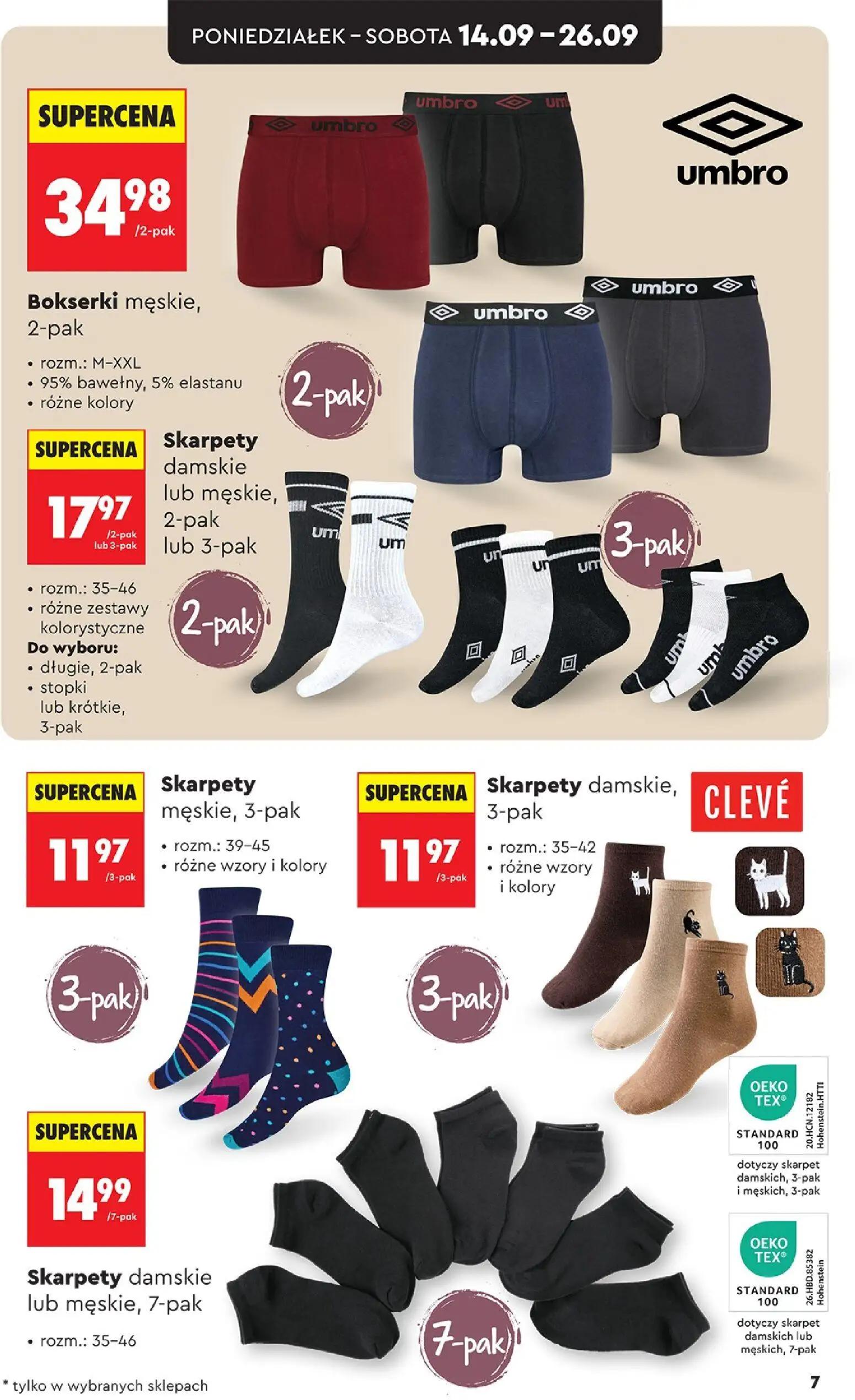 Biedronka gazetka, strona 7 z 44 — Bokserki męskie, Skarpety damskie lub męskie, Skarpety męskie