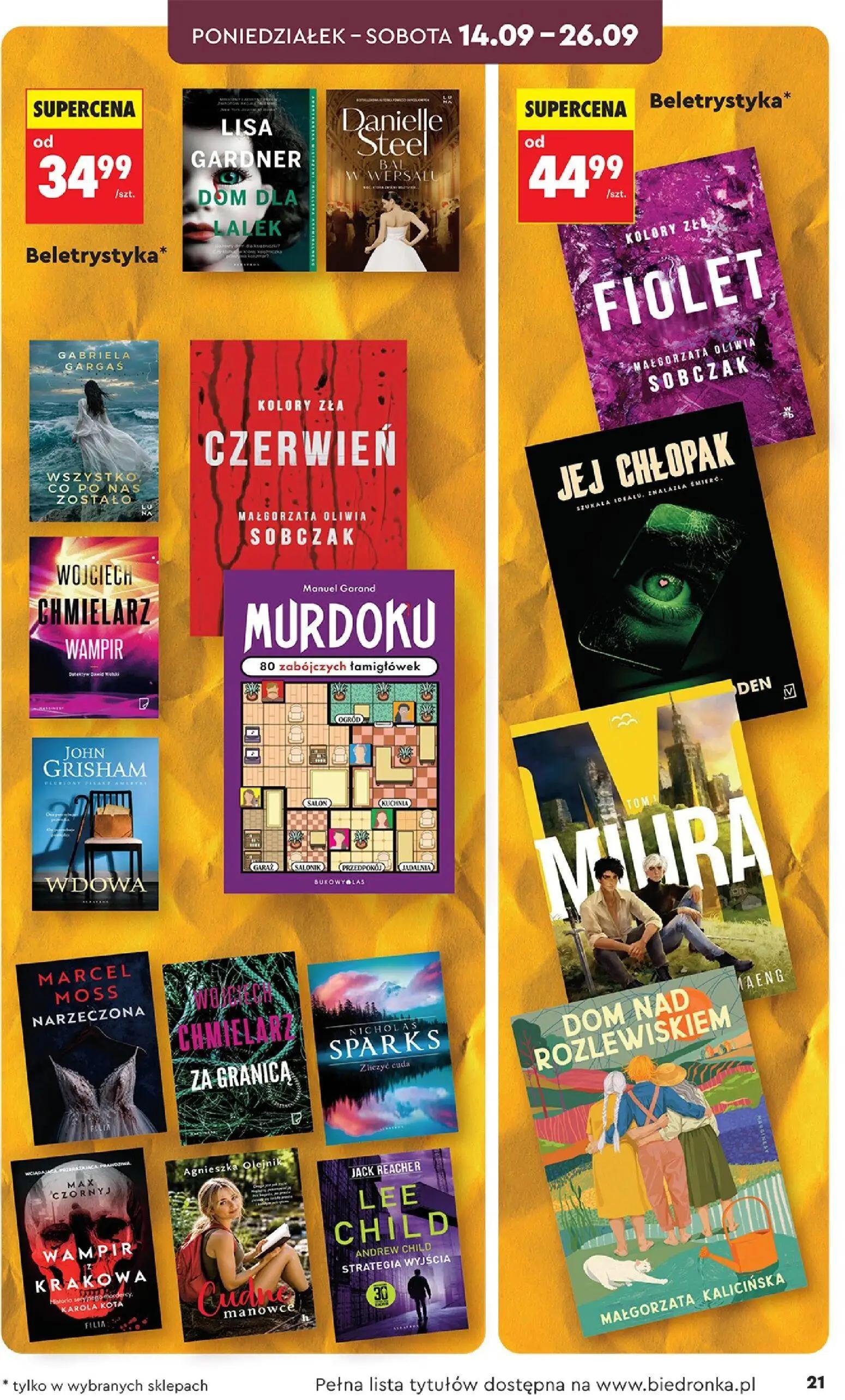 Biedronka gazetka, strona 21 z 44 — LISA GARDNER DOM DLA LALEK, Danielle Steel WEPSALL, KOLORY ZEA FIOLET MAŁGORZATA OLIWIA …