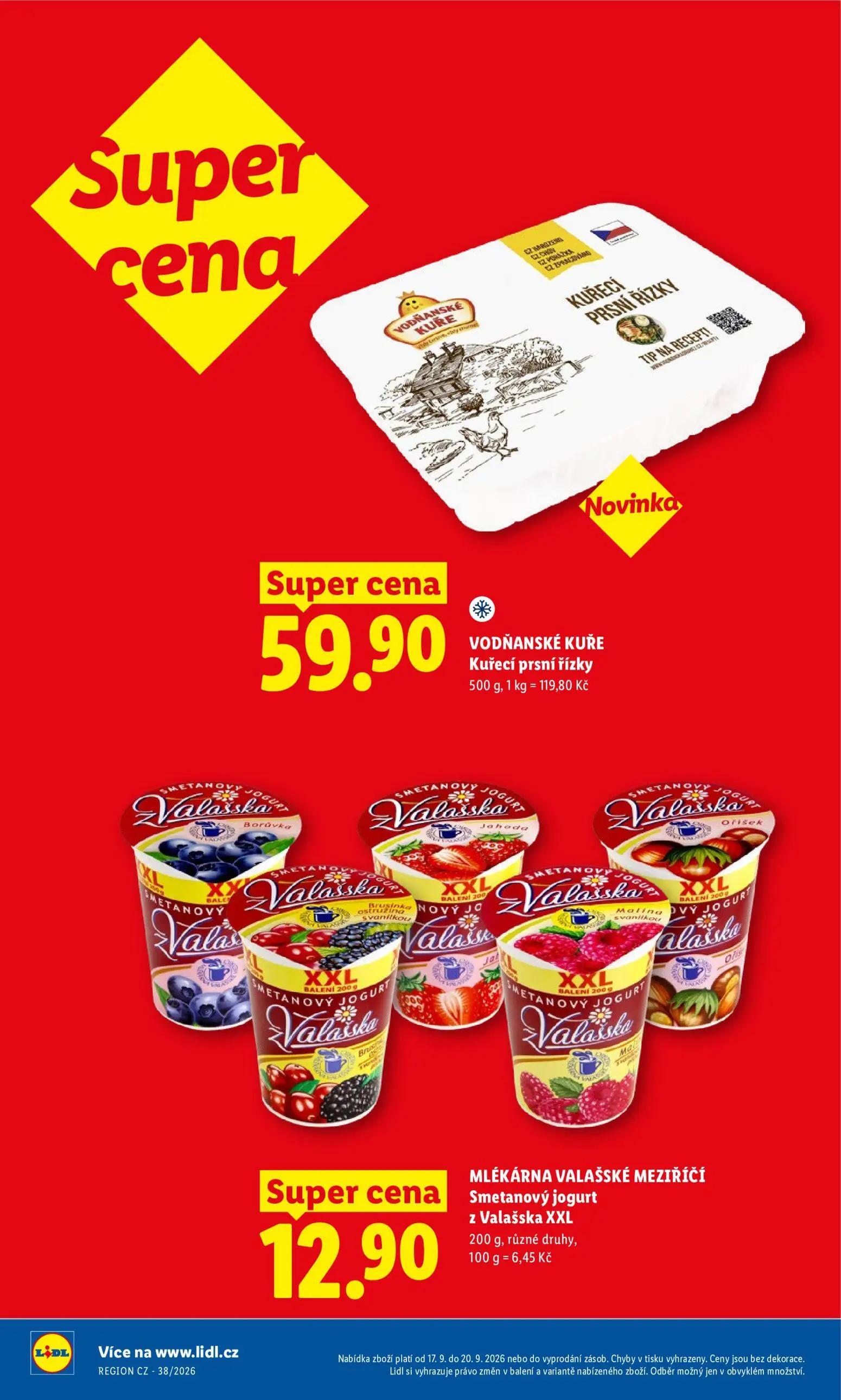 Lidl leták, strana 4 z 42 — VODŇANSKÉ KUŘE Kuřecí prsní řízky, Smetanový jogurt z Valašska XXL