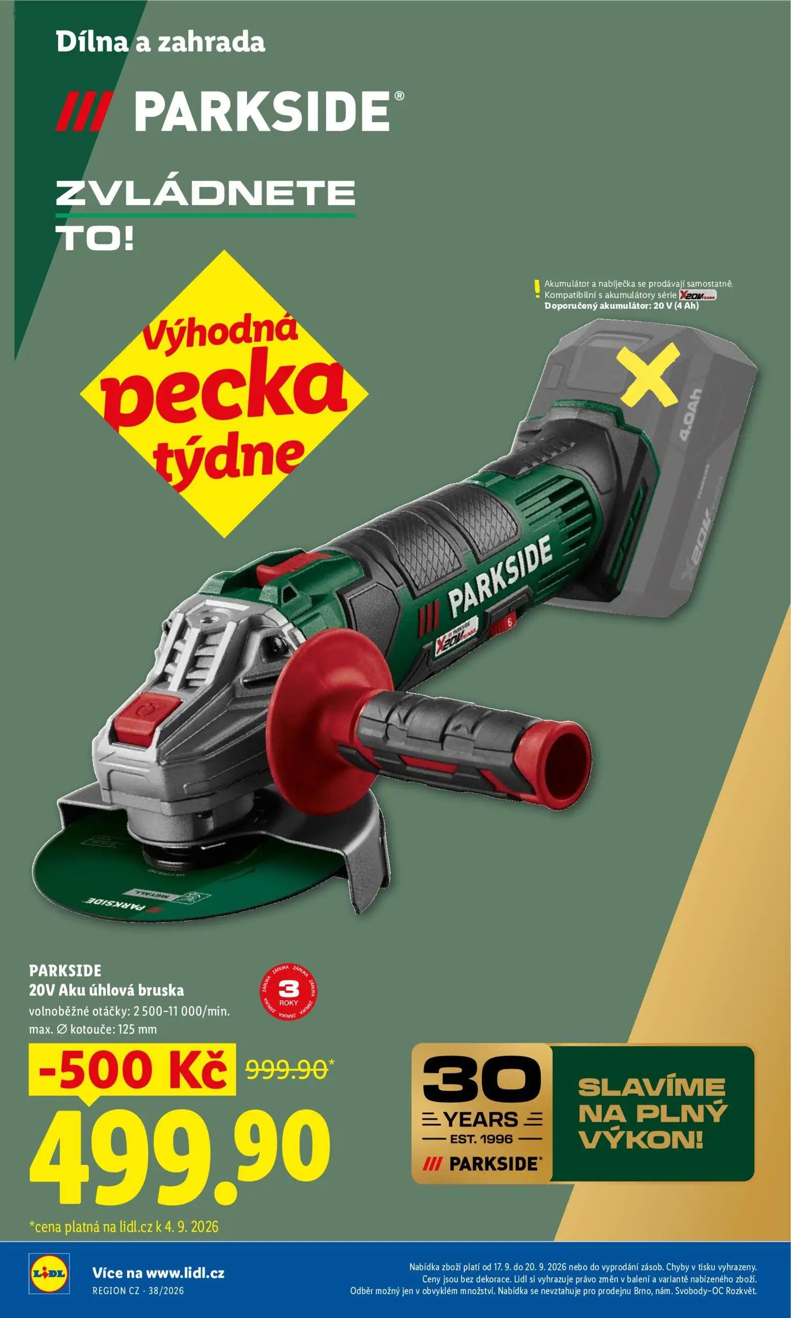 Lidl leták, strana 6 z 42 — PARKSIDE 20V Aku úhlová bruska