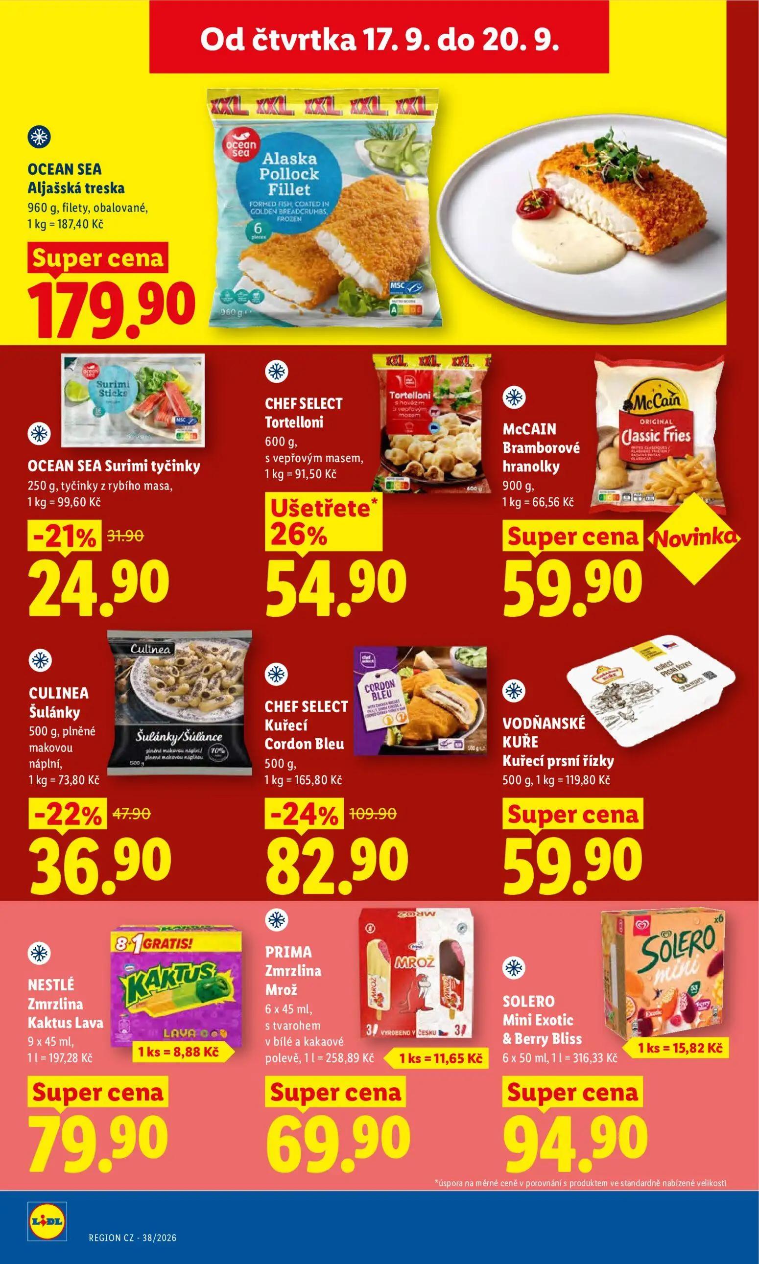 Lidl leták, strana 16 z 42 — CHEF SELECT Kuřecí Cordon Bleu, CHEF SELECT Tortelloni, CULINEA Šulánky