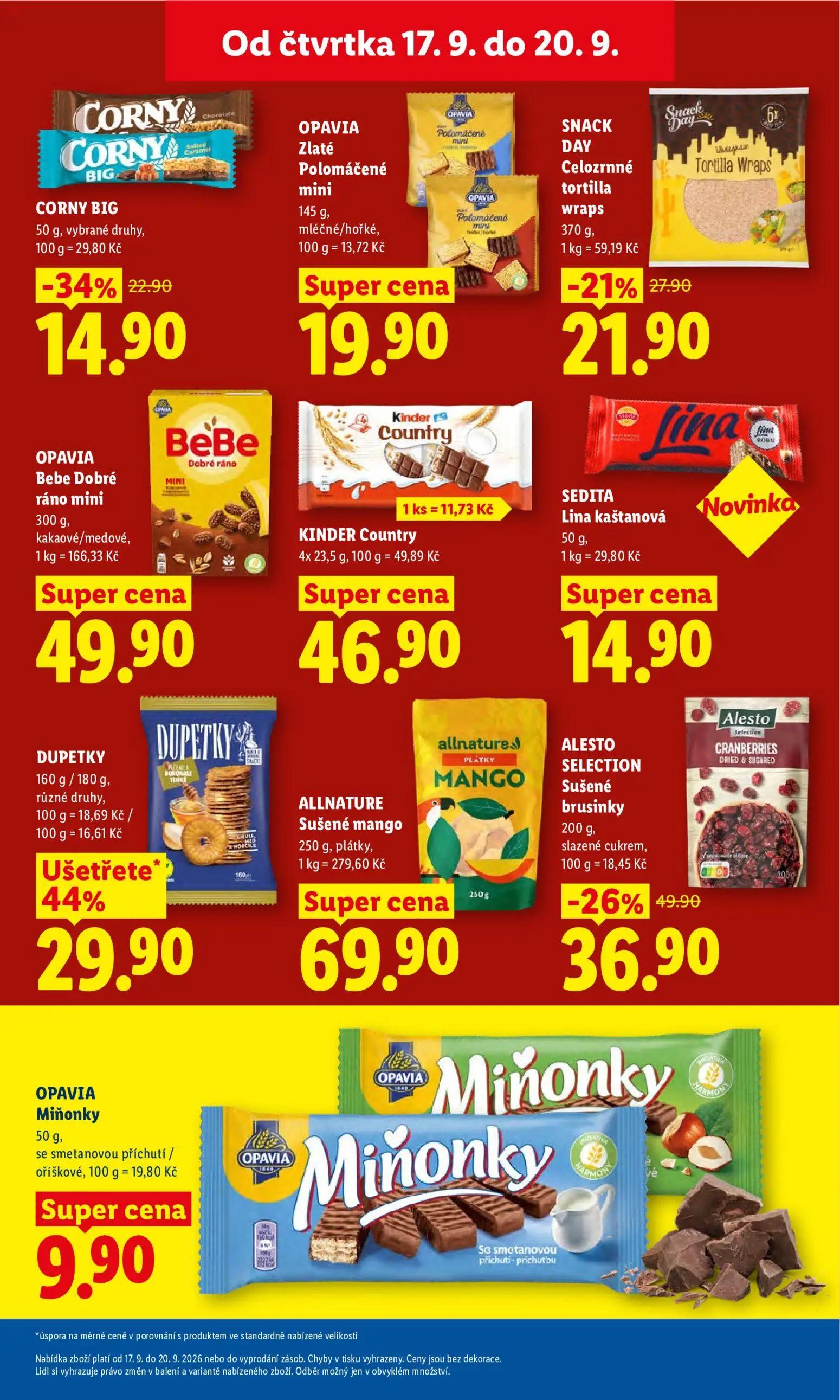 Lidl leták, strana 19 z 42 — DUPETKY, ALESTO SELECTION Sušené brusinky, CORNY BIG