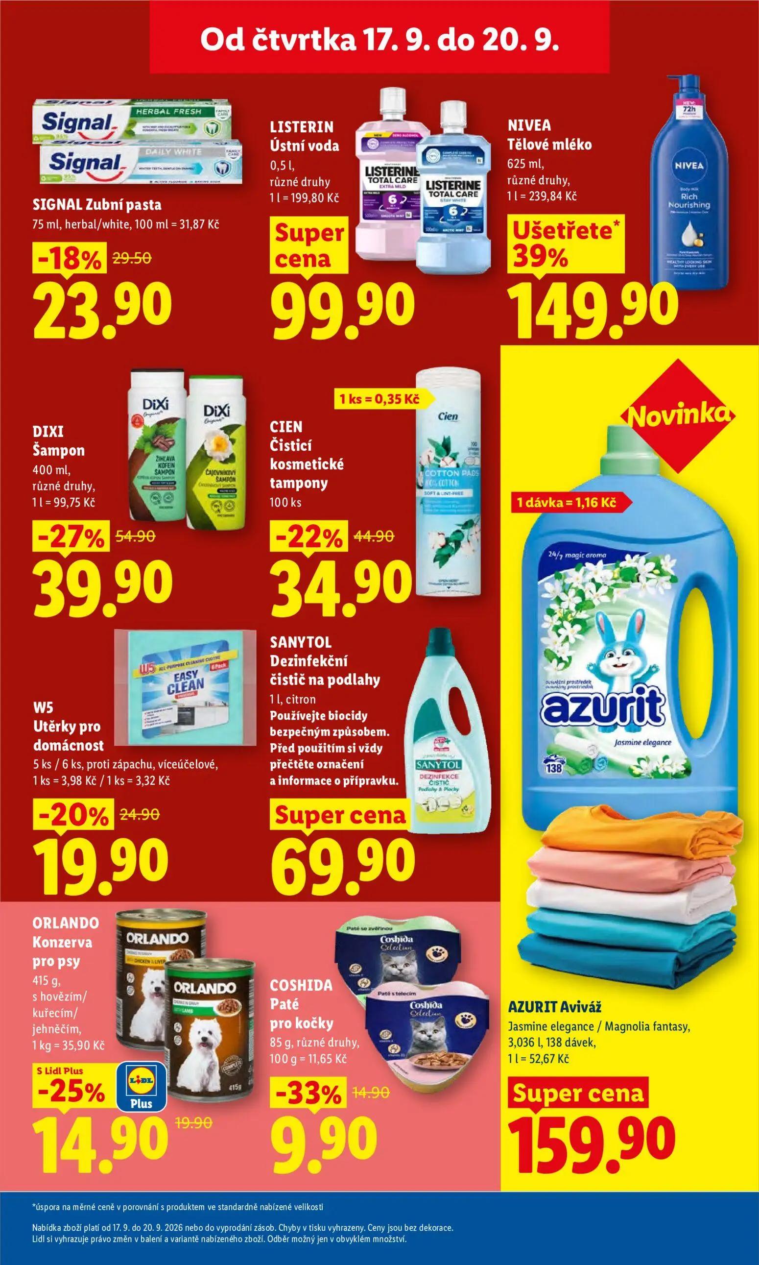 Lidl leták, strana 22 z 42 — NIVEA Tělové mléko, DIXI Šampon, CIEN Čisticí kosmetické tampony
