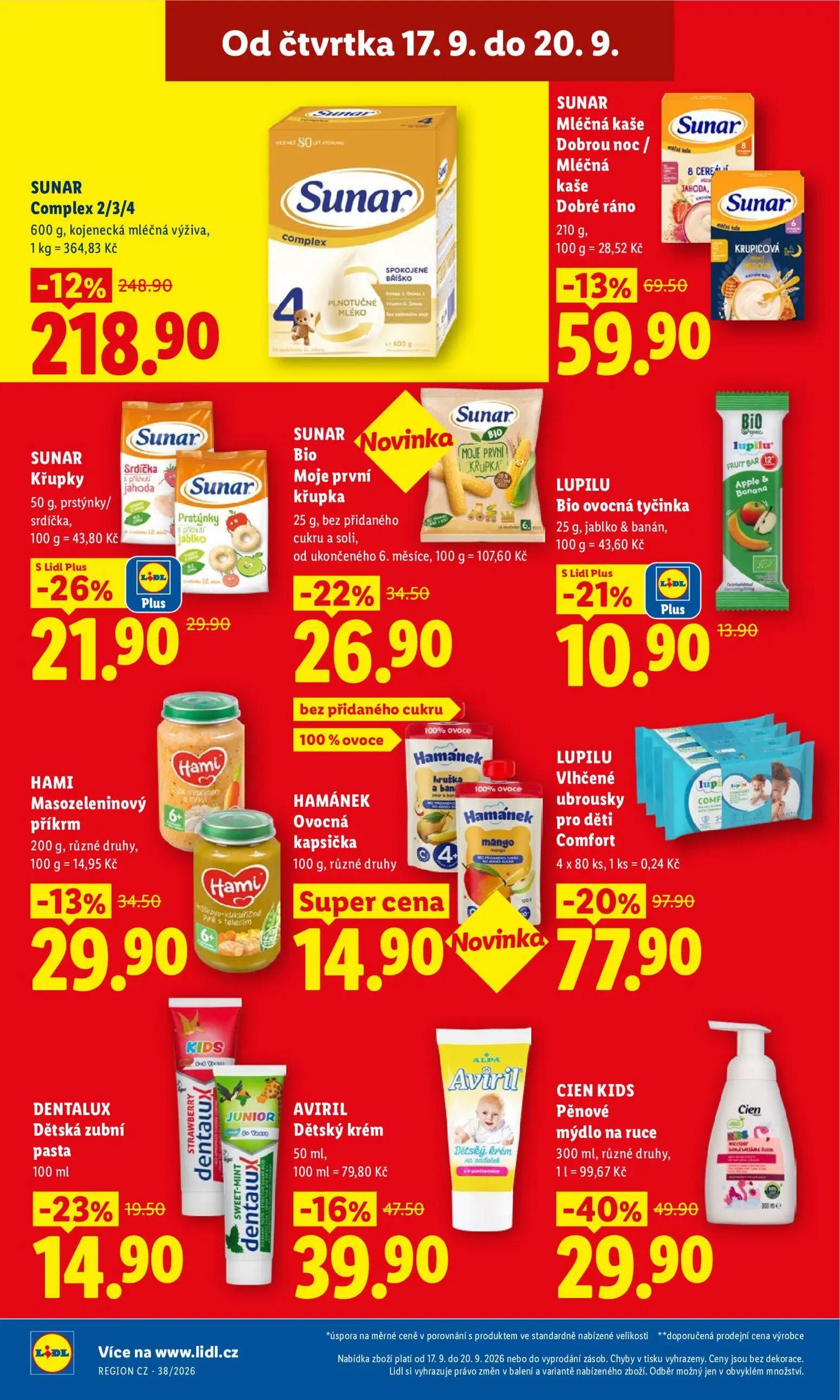 Lidl leták, strana 24 z 42 — SUNAR Complex 2/3/4, LUPILU Vlhčené ubrousky pro děti Comfort, CIEN KIDS Pěnové mýdlo na ruce