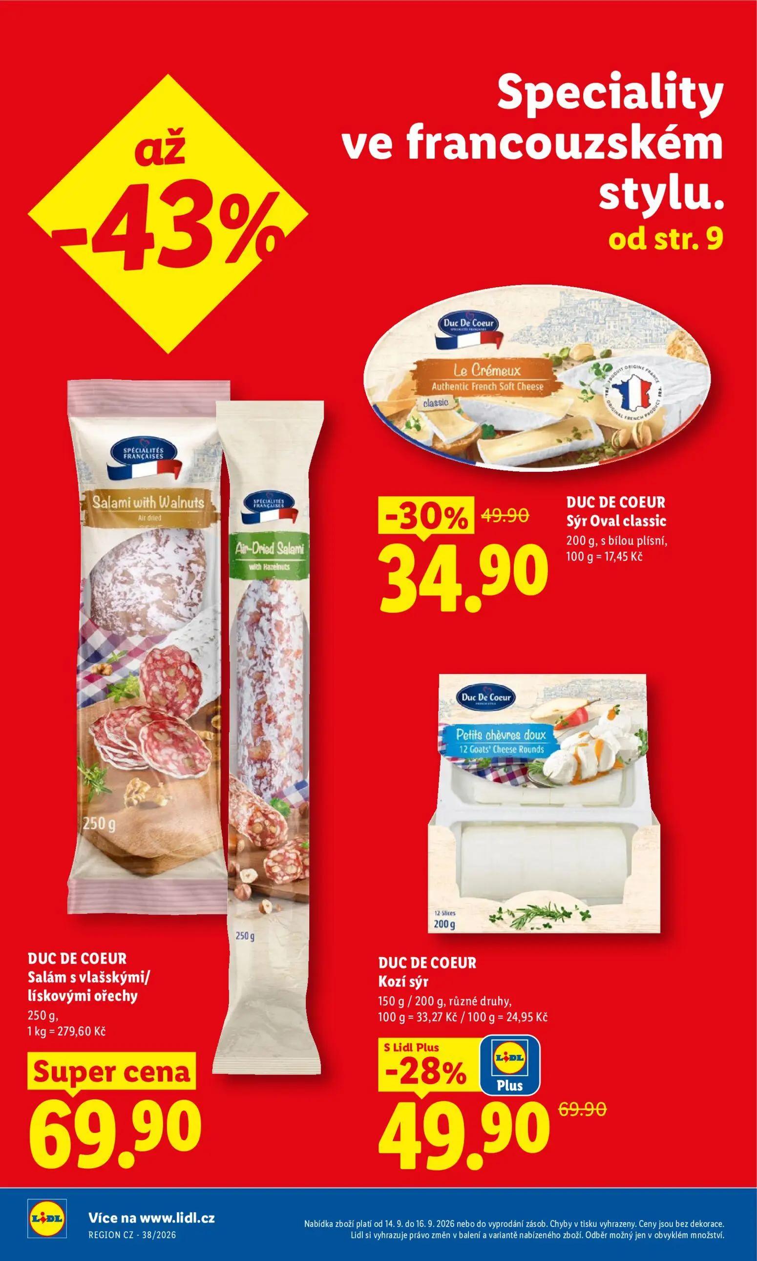 Lidl leták, strana 2 z 53 — DUC DE COEUR Kozí sýr, DUC DE COEUR Sýr Oval classic, DUC DE COEUR Salám s vlašskými/lískovými o…