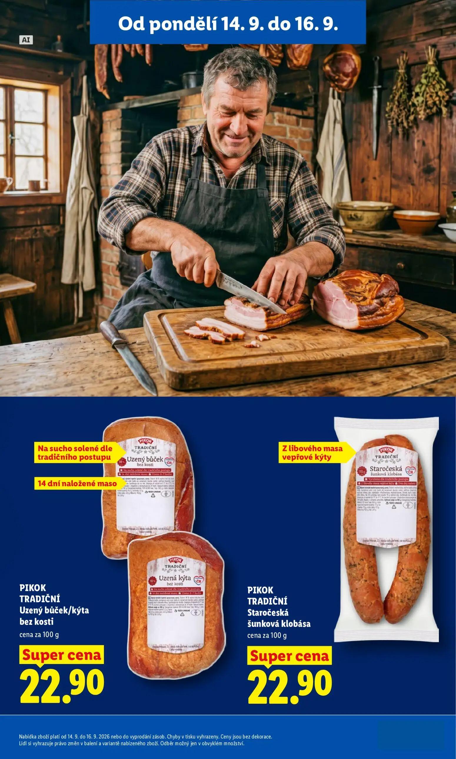 Lidl leták, strana 11 z 53 — PIKOK TRADIČNÍ Staročeská šunková klobása