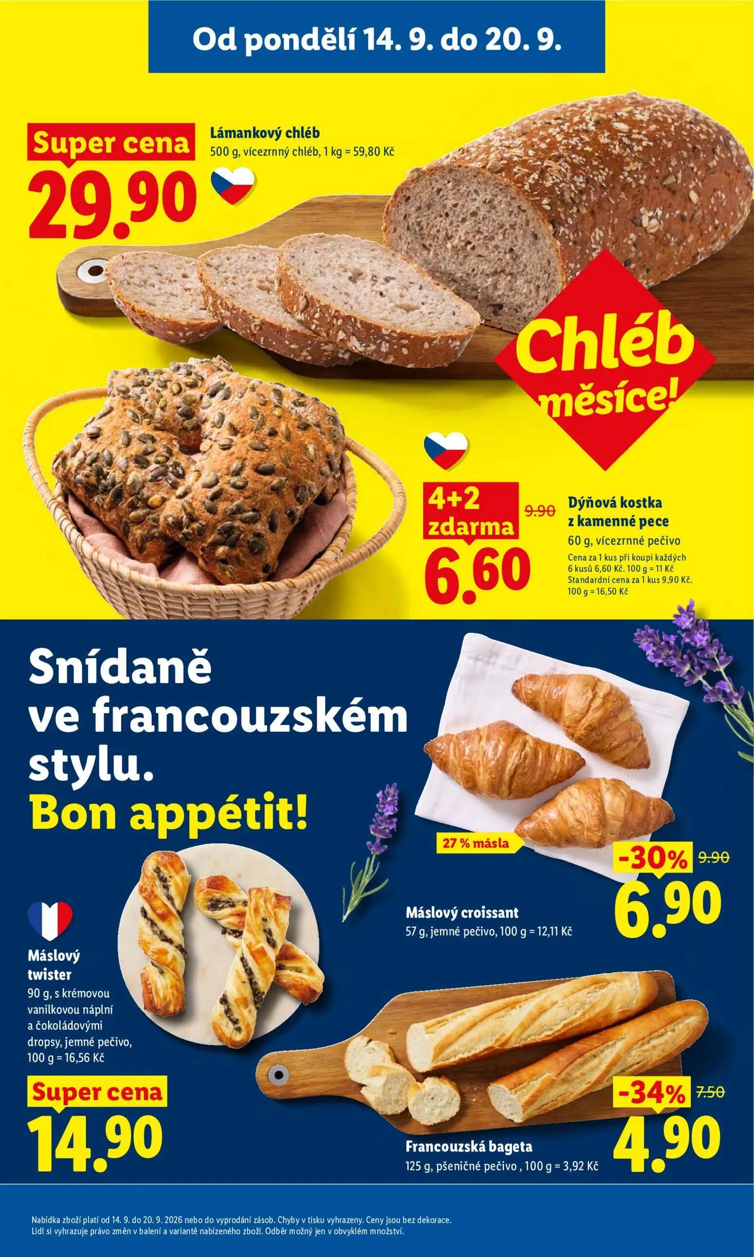 Lidl leták, strana 17 z 53 — Máslový croissant, Lámankový chléb
