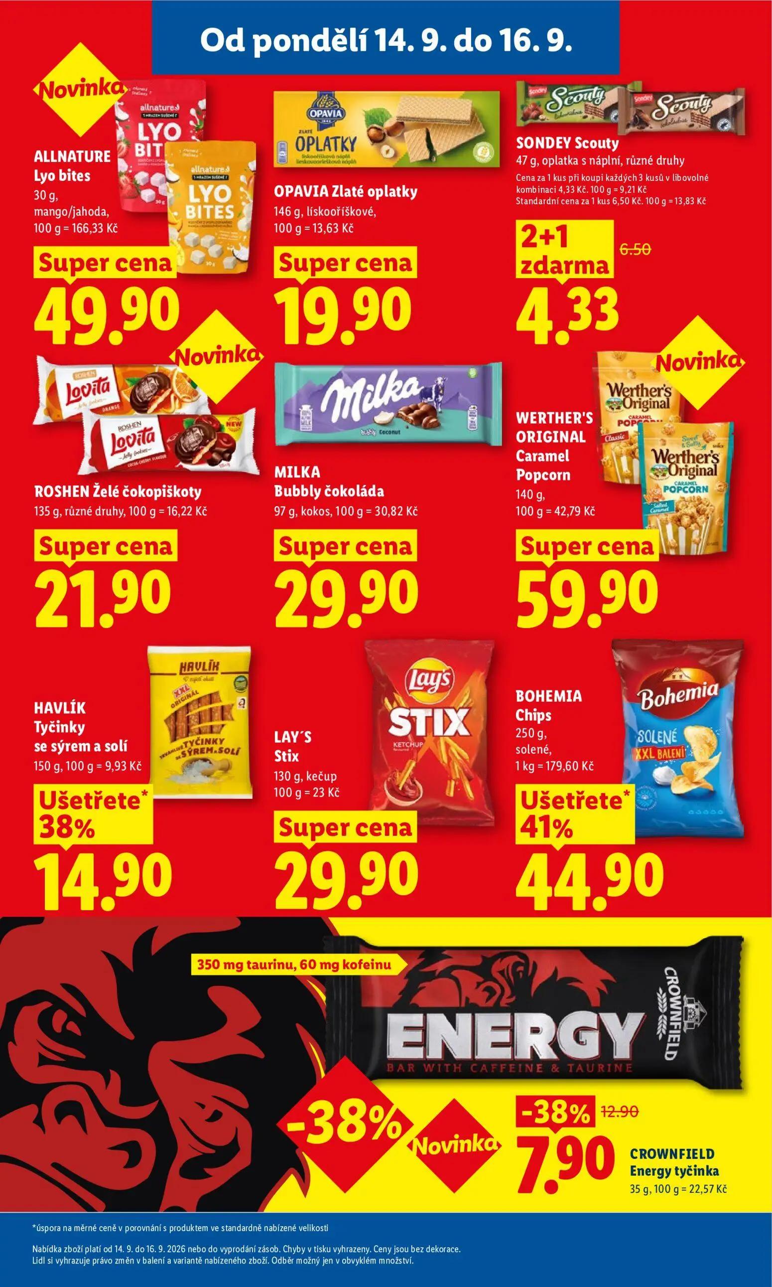 Lidl leták, strana 31 z 53 — MILKA Bubbly čokoláda, WERTHER'S ORIGINAL Caramel Popcorn