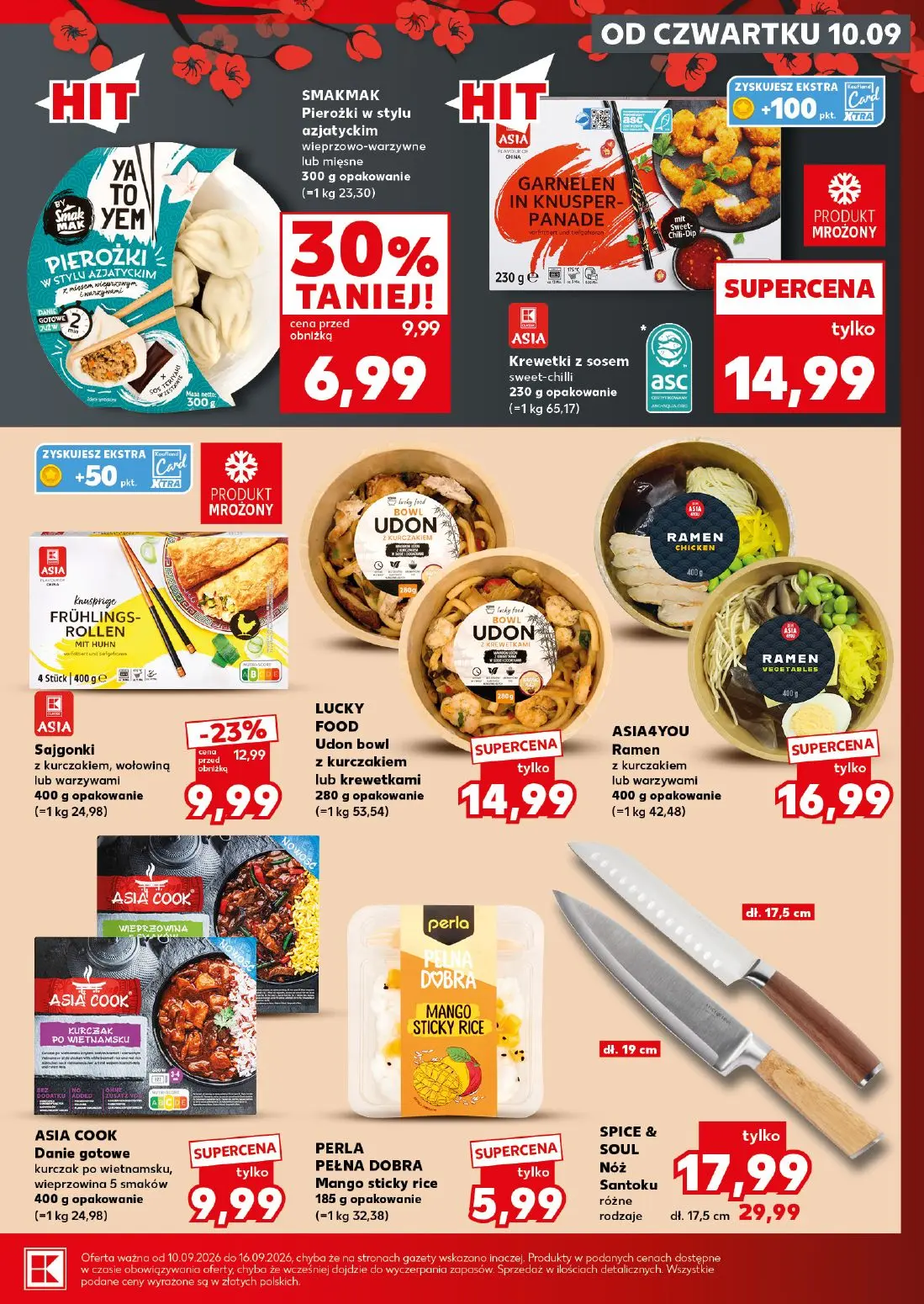 Kaufland gazetka, strona 19 z 26 — SPICE & SOUL Nóż Santoku, SMAKMAK Pierożki w stylu azjatyckim wieprzowo-warzywne lub mięs…
