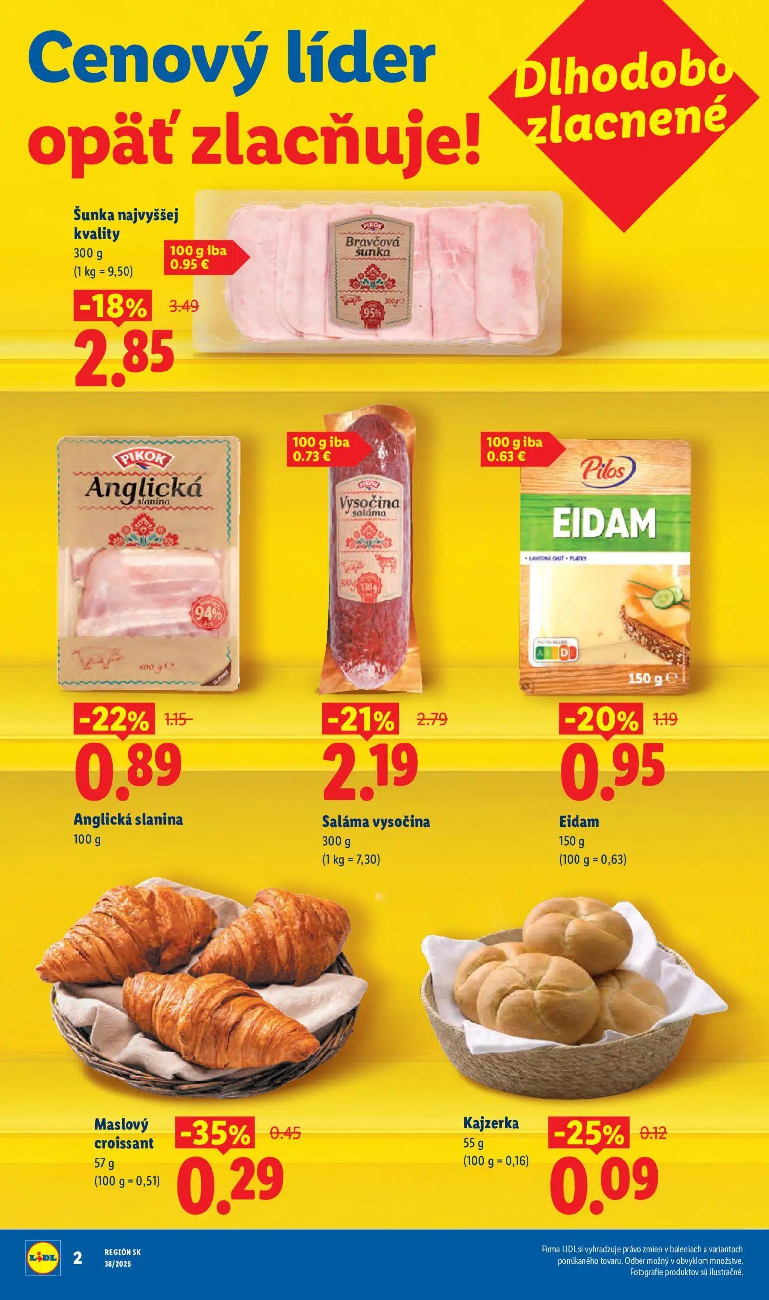 Lidl leták, strana 4 z 105 — Šunka najvyššej kvality Bravčová šunka, Saláma vysočina, Anglická slanina