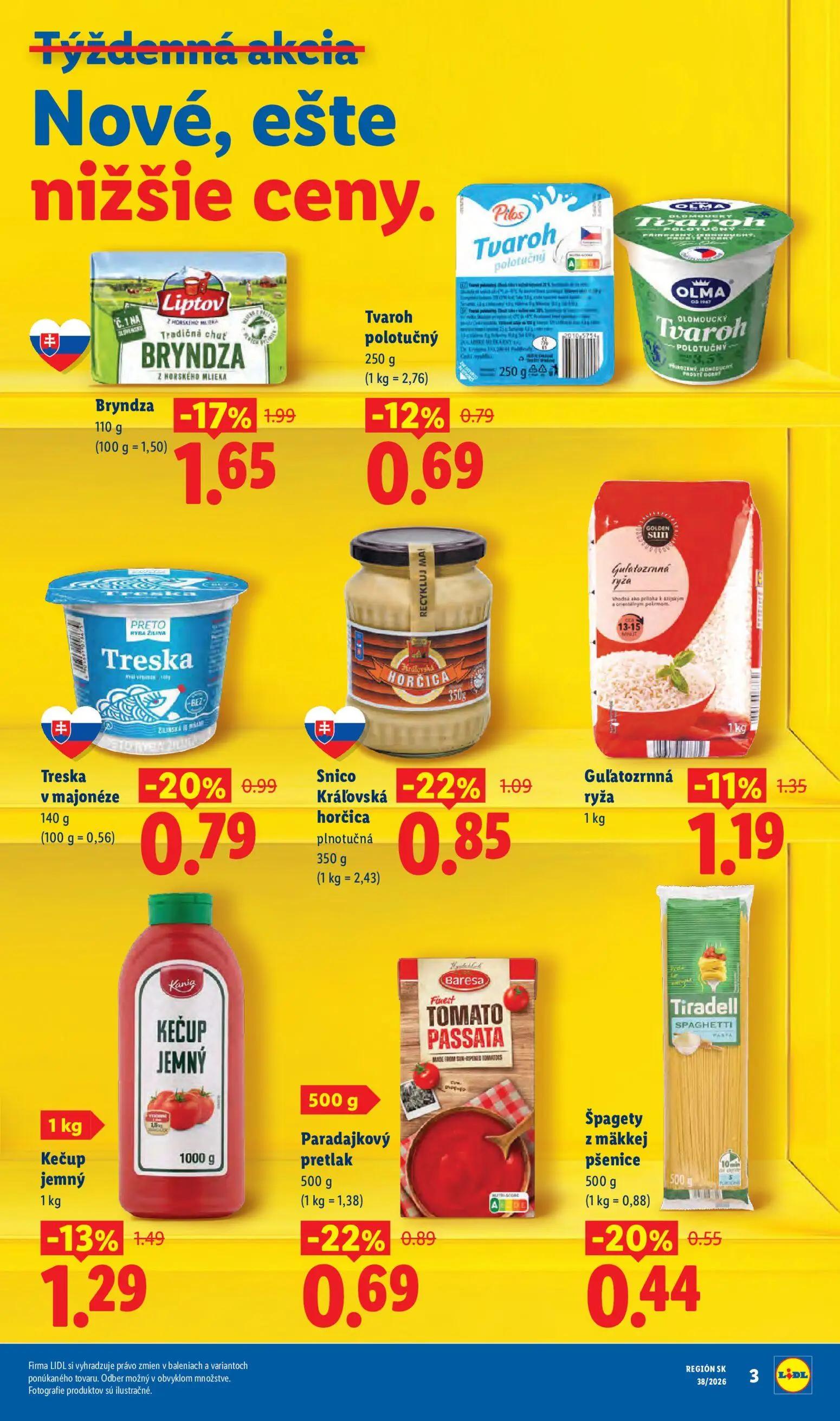 Lidl leták, strana 5 z 105 — Bryndza, Snico Kráľovská horčica, Treska v majonéze