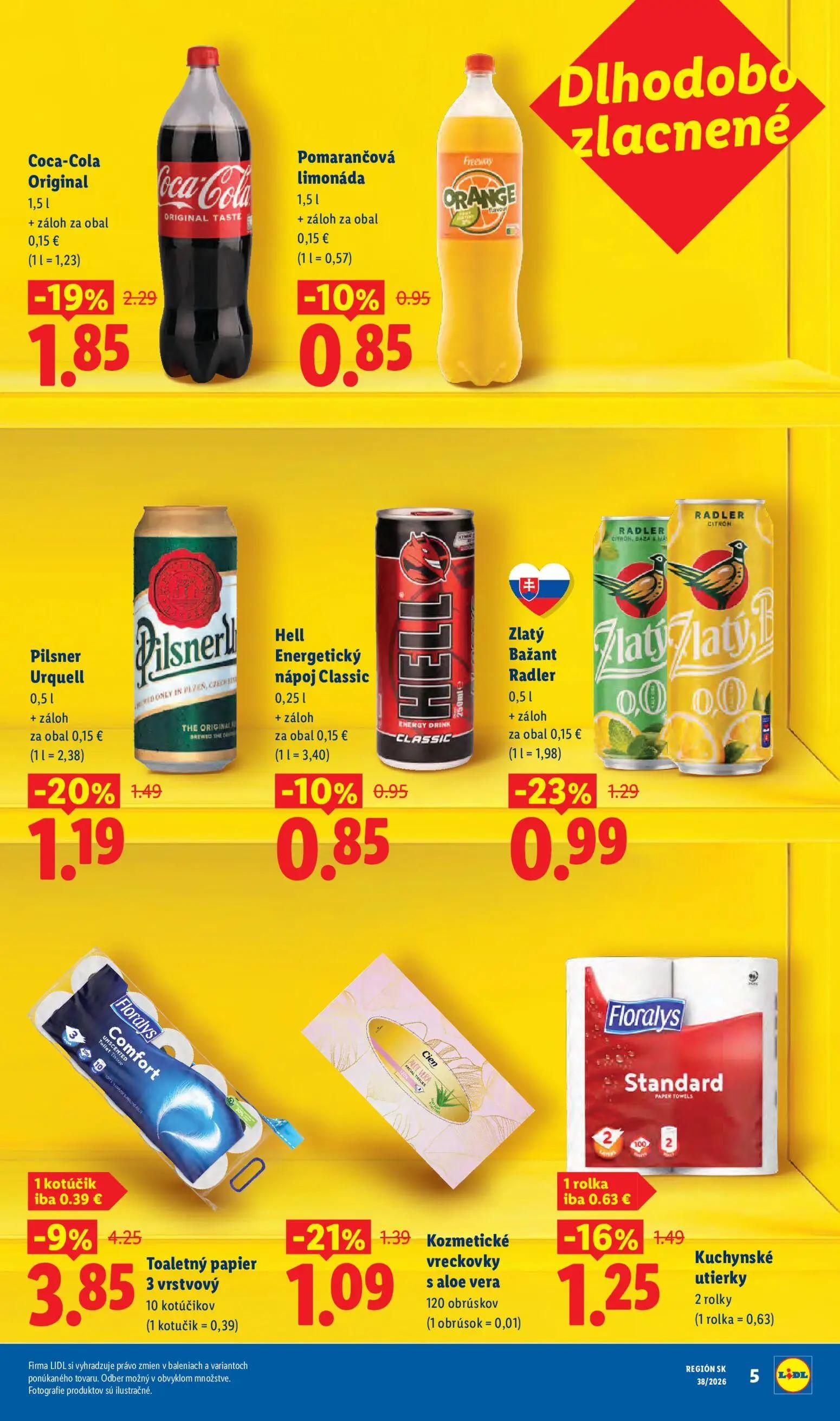 Lidl leták, strana 7 z 105 — Coca-Cola Original, Toaletný papier 3 vrstvový, Pilsner Urquell