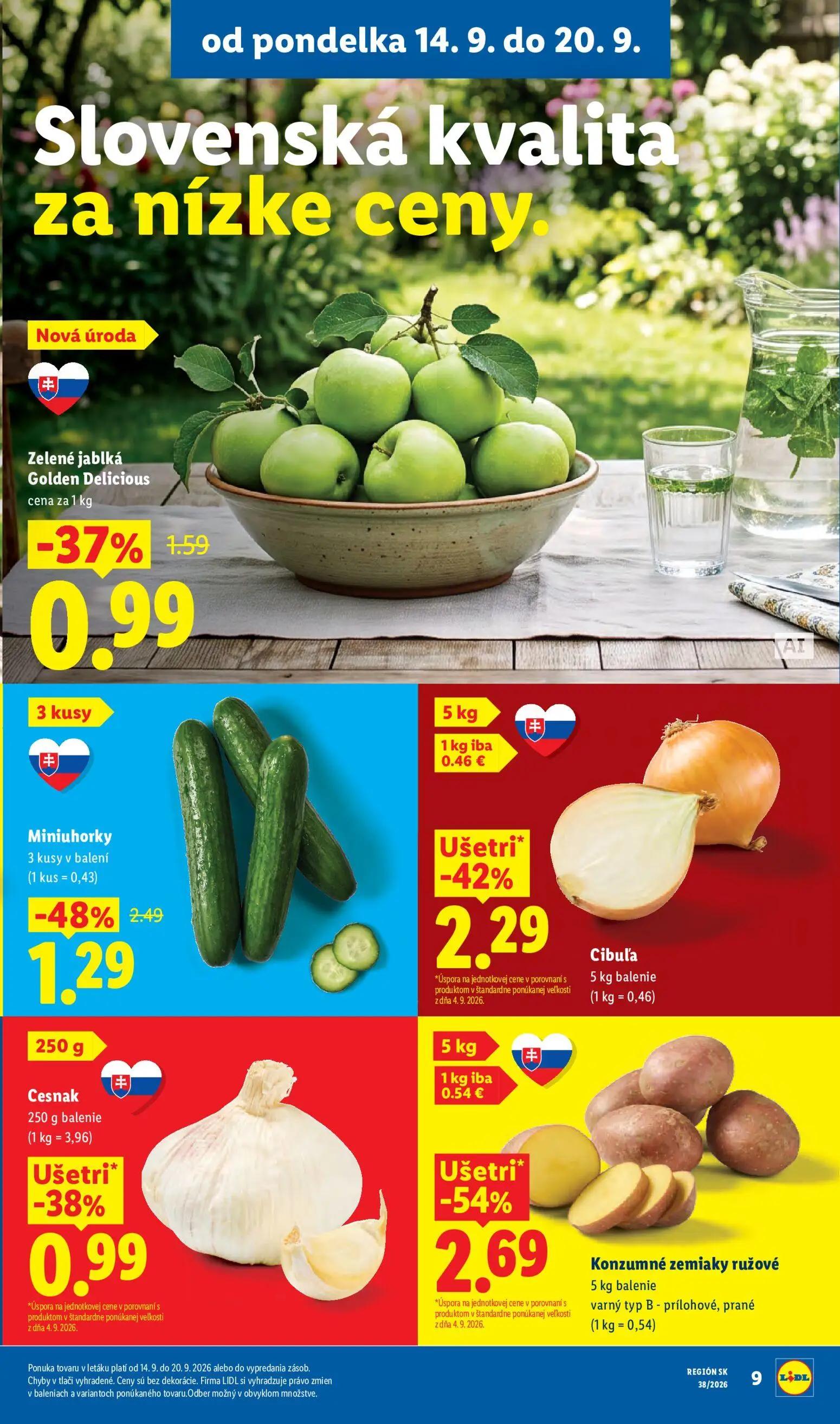 Lidl leták, strana 15 z 105 — Konzumné zemiaky ružové, Cibuľa, Miniuhorky