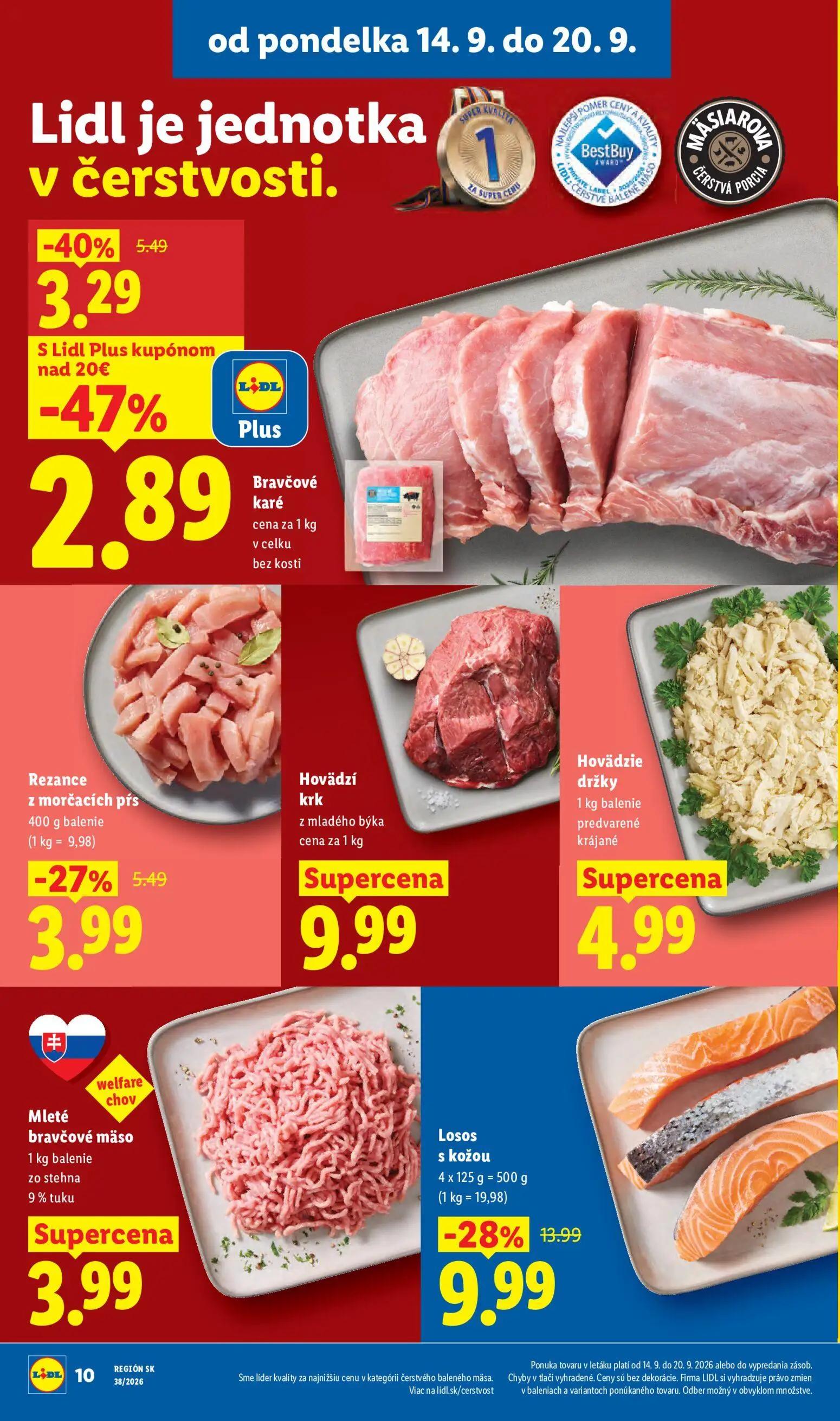 Lidl leták, strana 16 z 105 — Losos s kožou, Bravčové karé, Rezance z morčacích pís