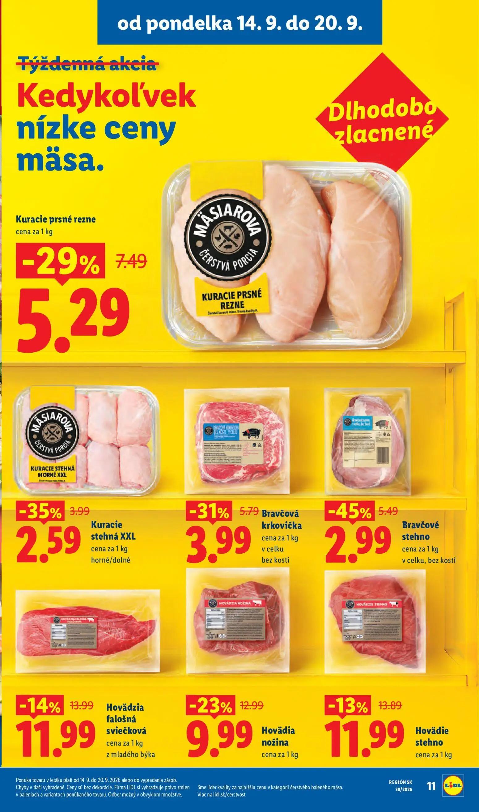 Lidl leták, strana 17 z 105 — Hovädia nožina, Bravčové stehno, Kuracie prsné rezne