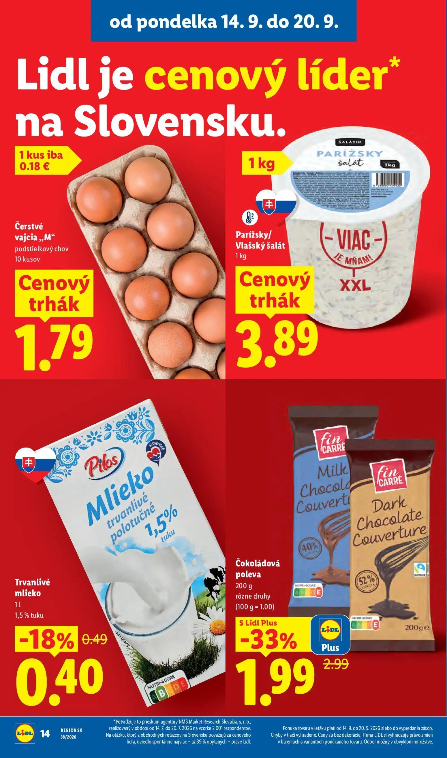 Lidl leták, strana 20 z 105 — Fin Carré Čokoládová poleva Milk Chocolate Couverture Dark Chocolate Couverture, Pilos Mlieko …