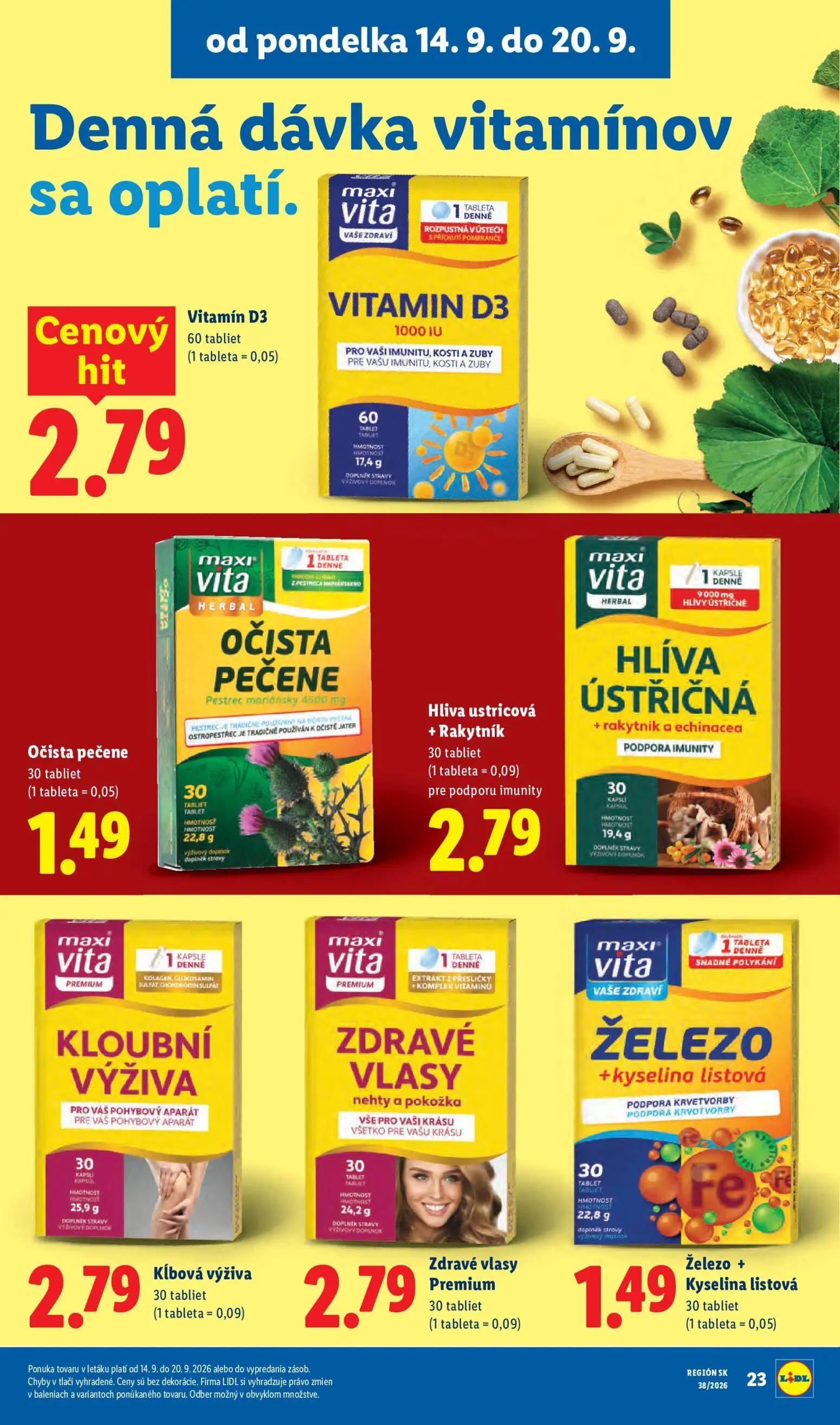 Lidl leták, strana 34 z 105 — Vitamín D3, Očista pečene, Hliva ustricová + Rakytník