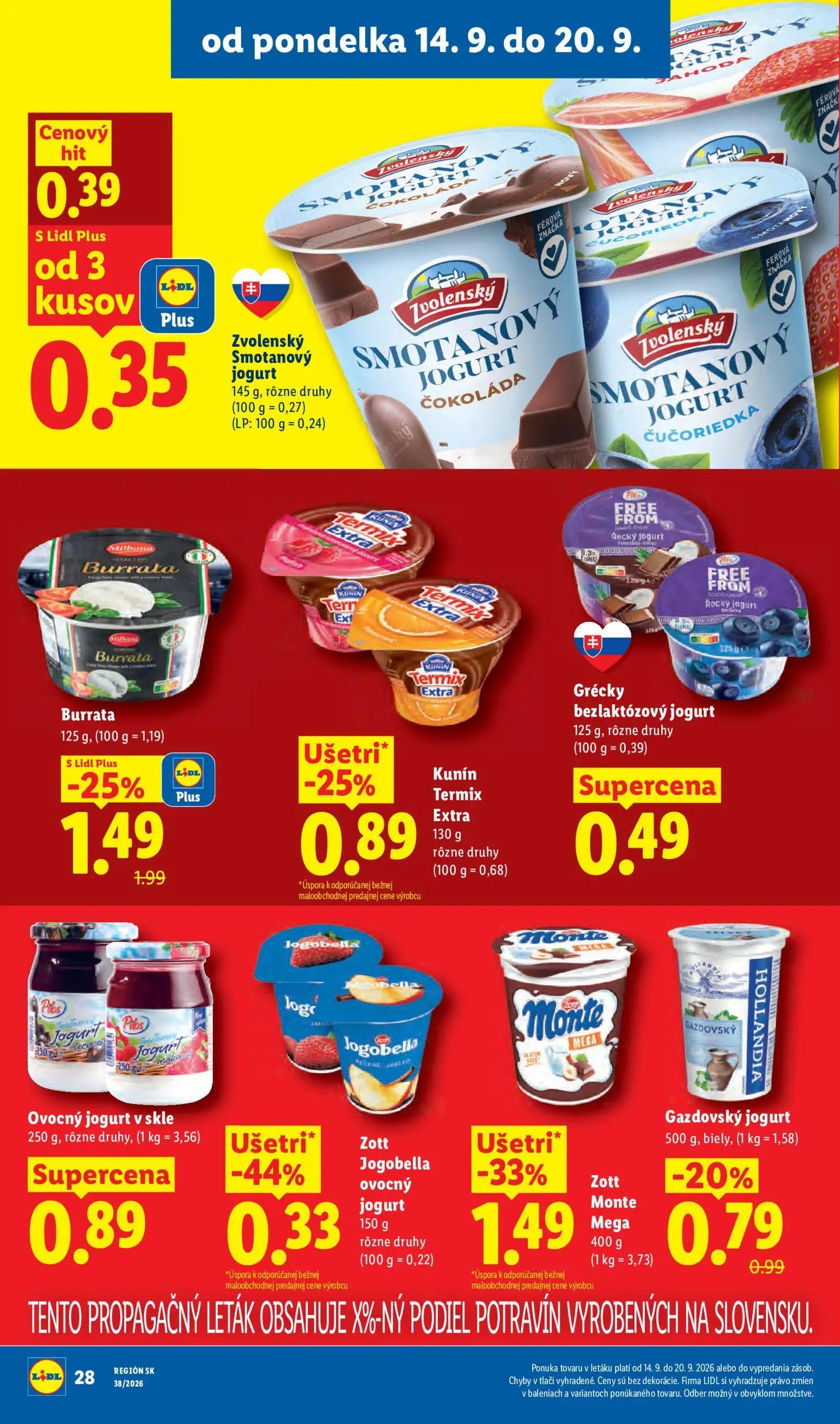 Lidl leták, strana 38 z 105 — Zott Monte Mega, Burrata, Kunín Termix Extra
