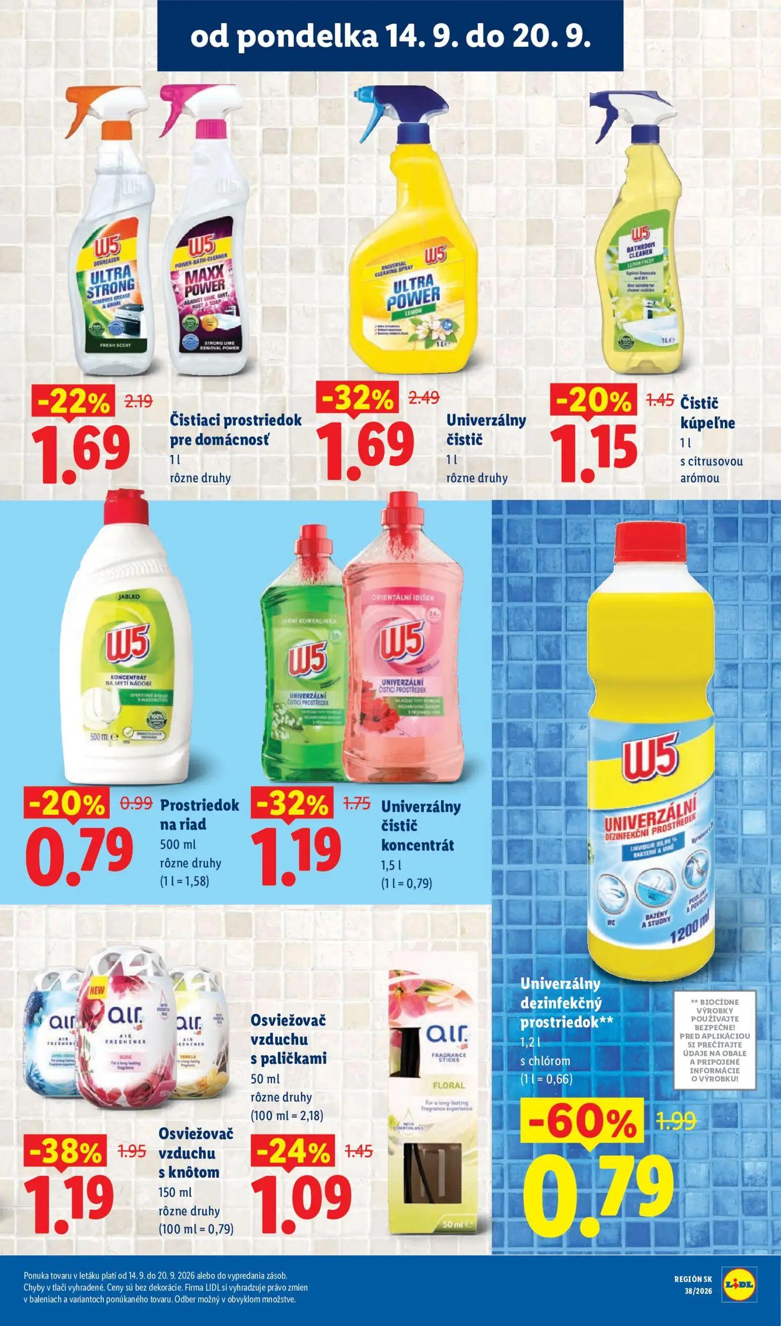 Lidl leták, strana 49 z 105 — Univerzálny dezinfekčný prostriedok, Univerzálny čistič, Osviežovač vzduchu s knôtom