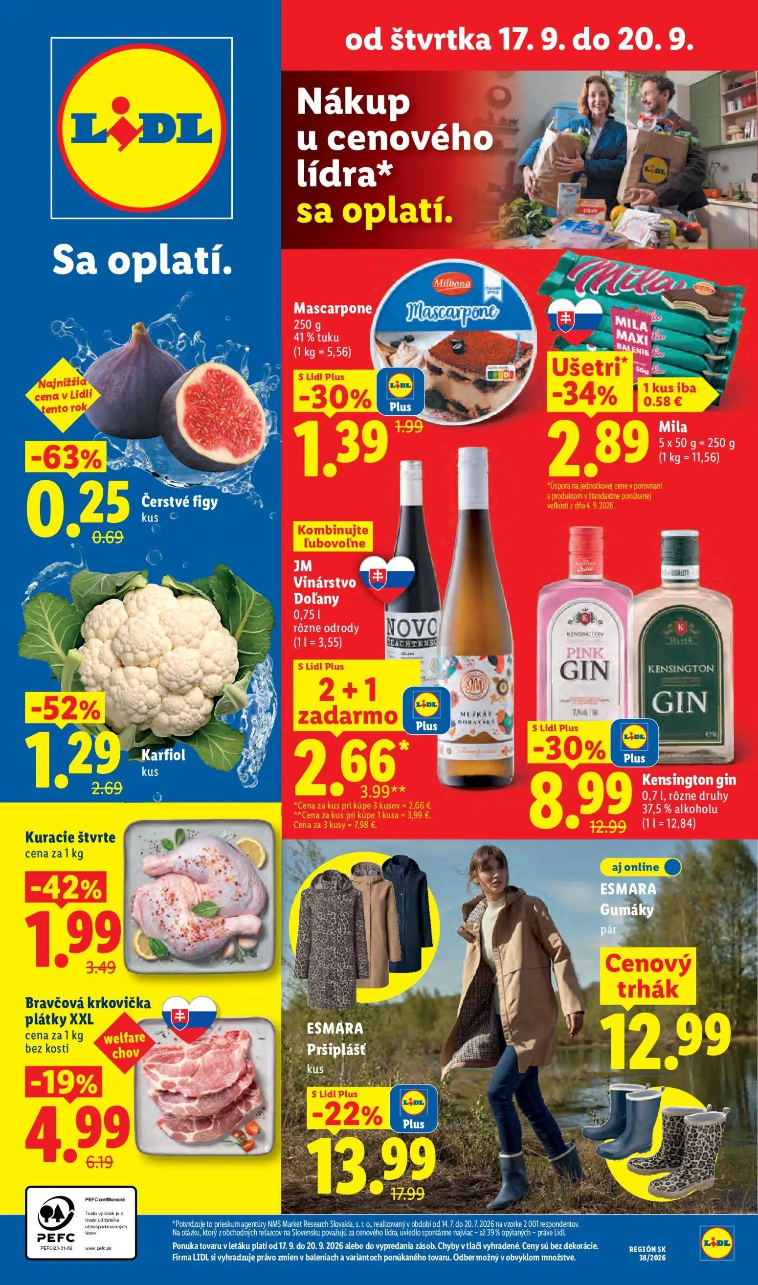 Lidl leták, strana 63 z 105 — Kensington gin, ESMARA Pršiplášť, Kuracie štvrte